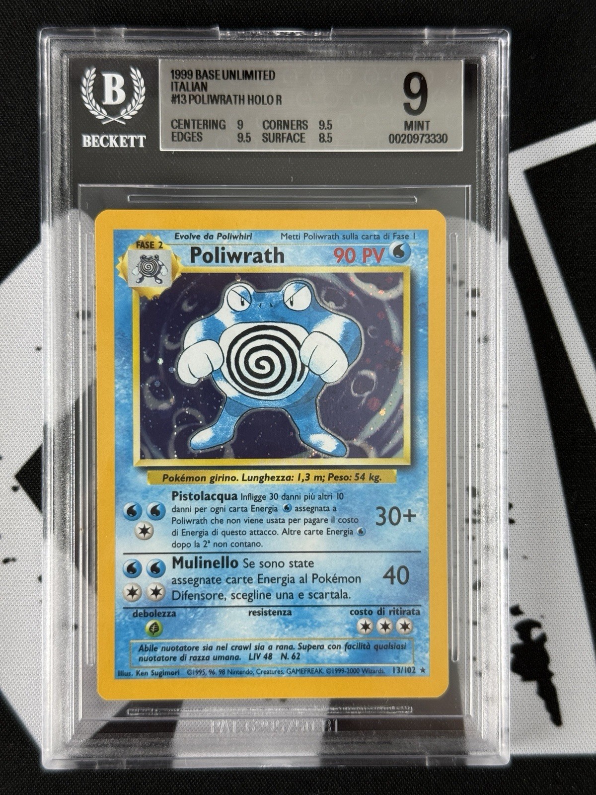 POKEMON BGS 9 POLIWRATH SET BASE 13/102 - ITALIANO ITA UNLIMITED MINT