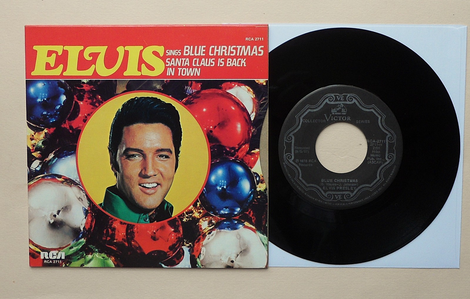 Elvis Presley ~ Blue Christmas/Santa Claus Is Back In Town ~ 1978 Canada 7" NM