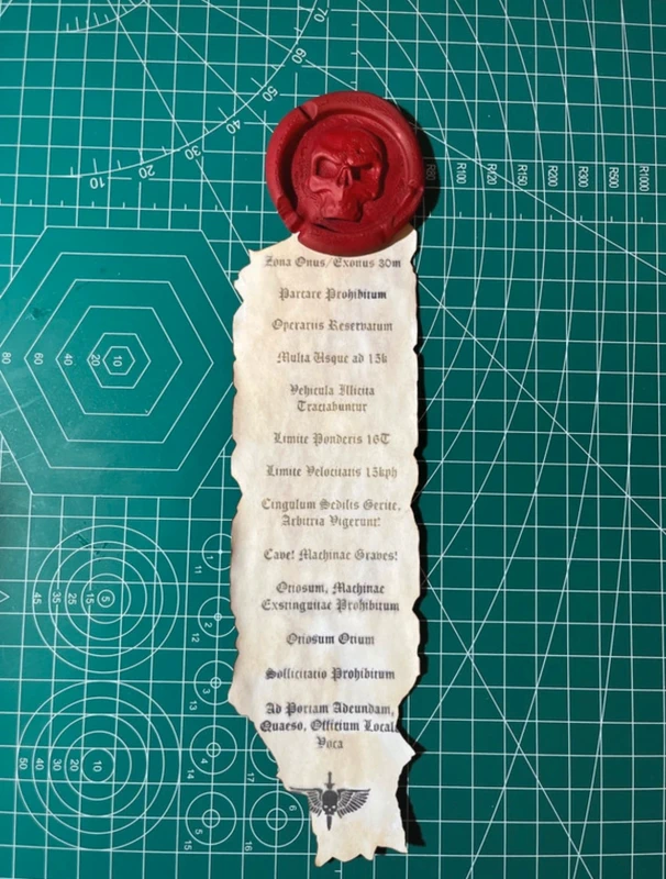 Warhammer 40K Space marine purity seal