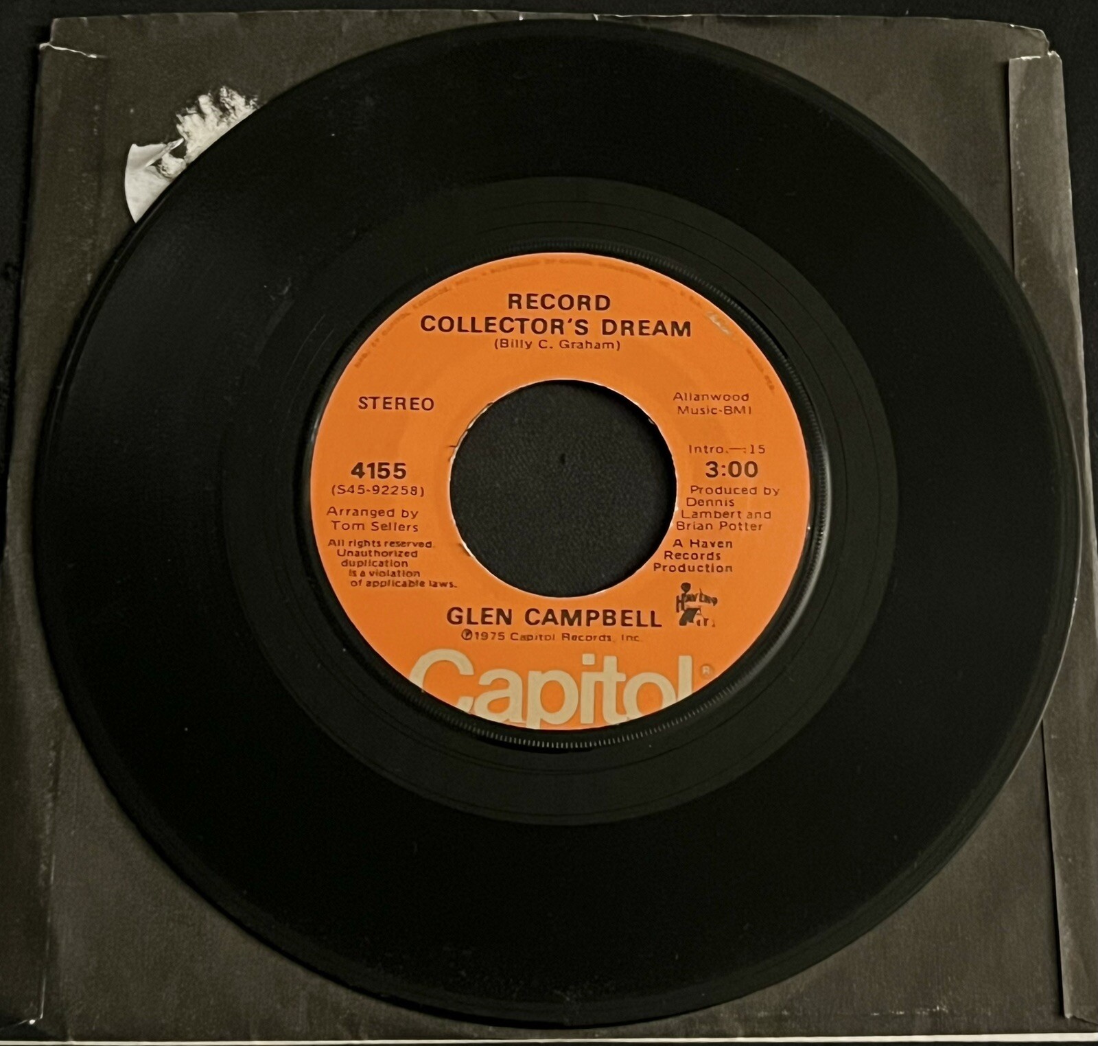 Glen Campbell - Record Collector’s Dream/Country Boy 45rm (1975)
