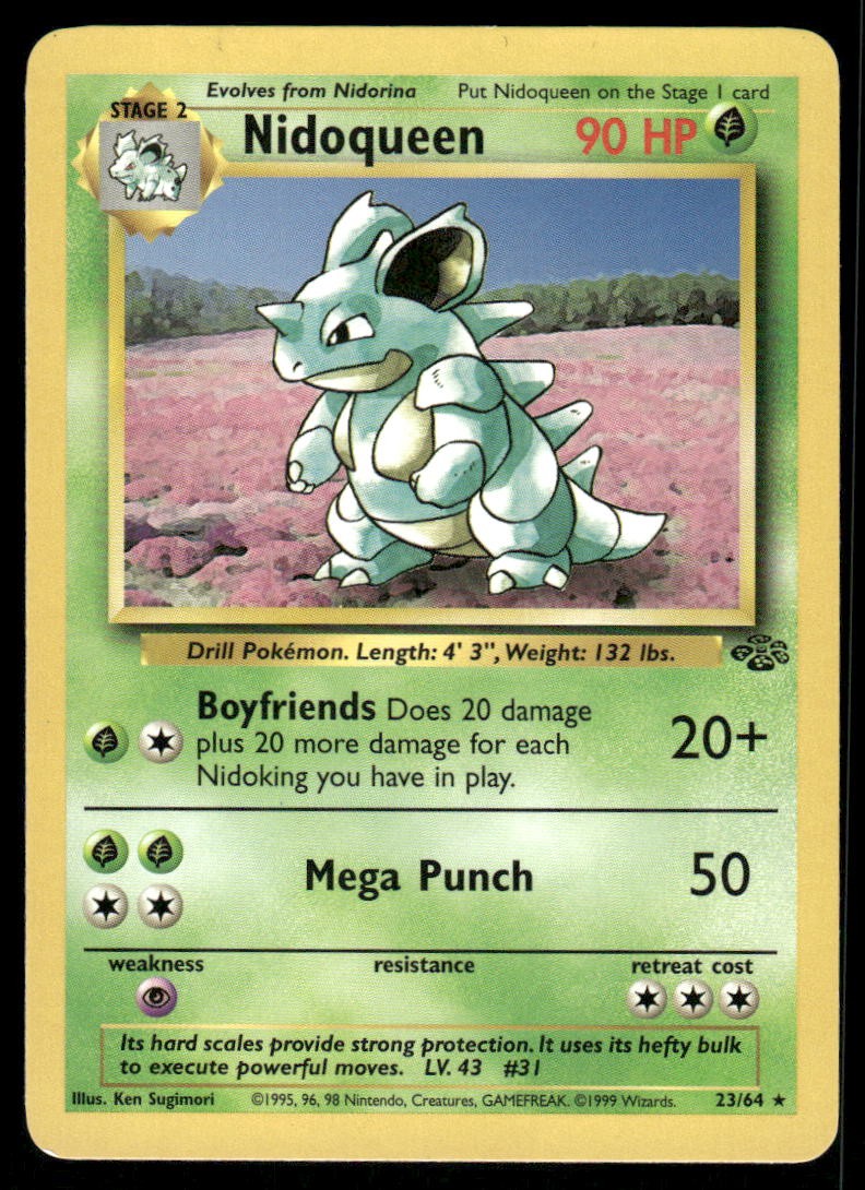 Pokemon Cards Nidoqueen 23/64 Unlimited Jungle Rare LP