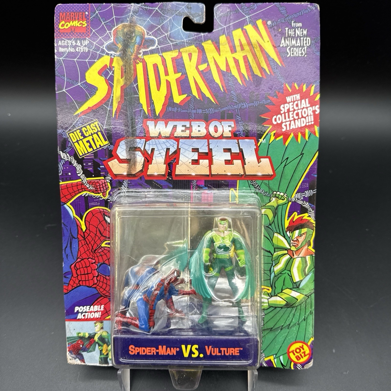 Vintage Toybiz 1994 Marvel Spiderman Web of Steel Die Cast Action Figure Ruvido