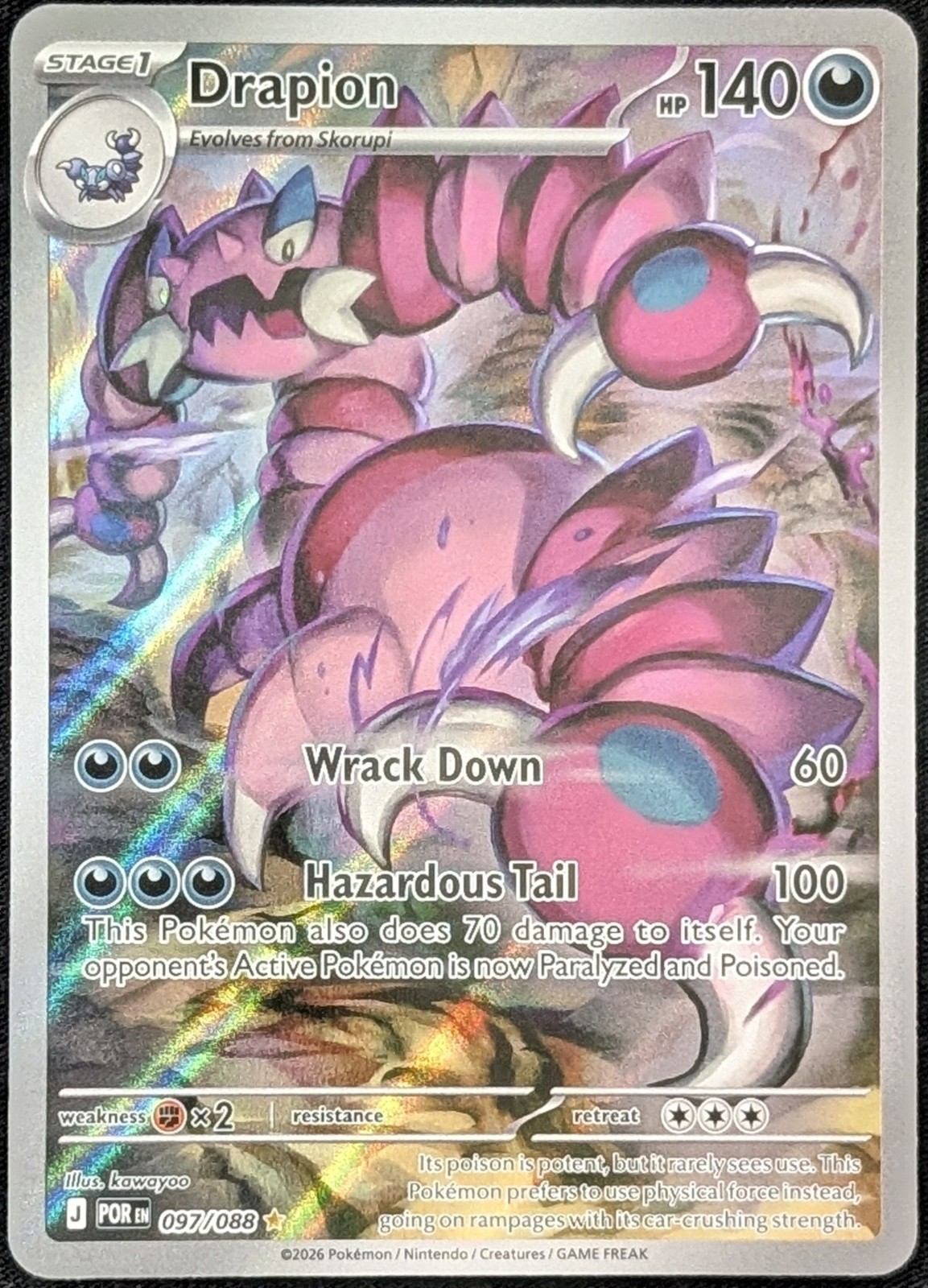 Drapion 097/088 IR Illustrazione Rara Perfetta Ordine ME03 Carta Pokemon NM