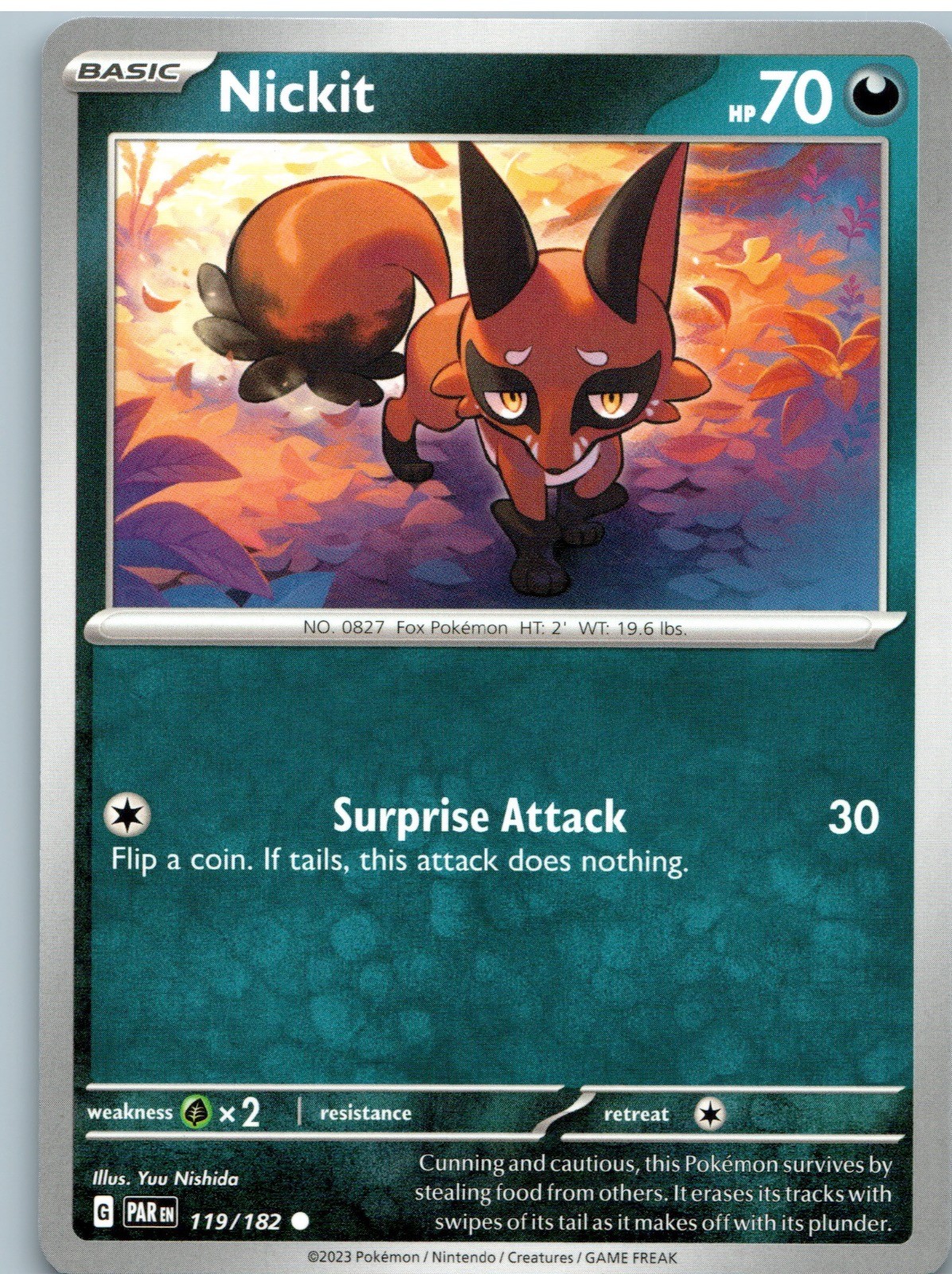 Nickit 119/182 Pokemon comune paradosso spaccatura quasi come nuovo
