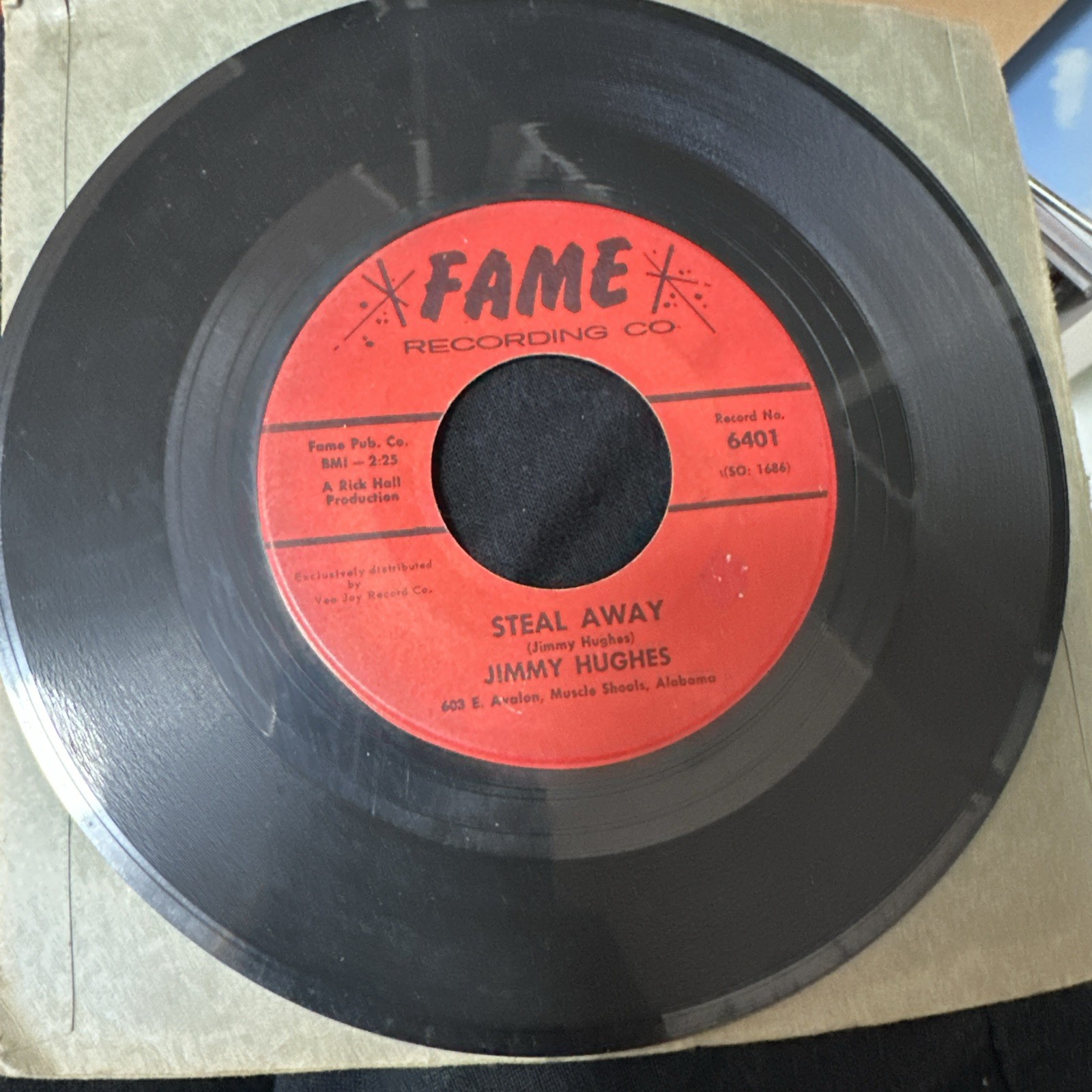 JIMMY HUGHES -Steal Away Lolly Pops Lace Lipstick 7” vinyl FAME 6401 -Vg+ con