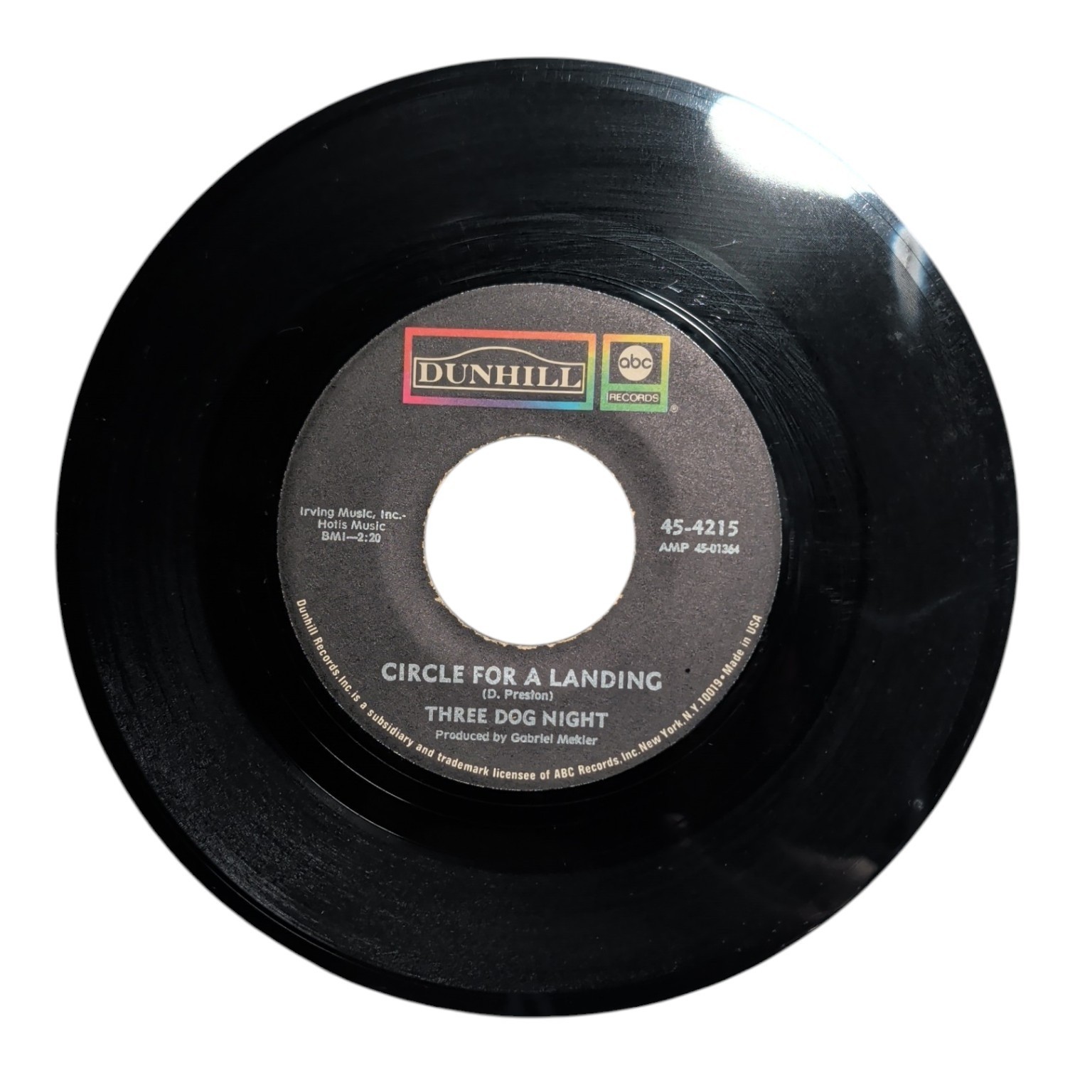 Rock 45 Three Dog Night - Circle For A Landing / Eli'S Coming On Abc Dunhill
