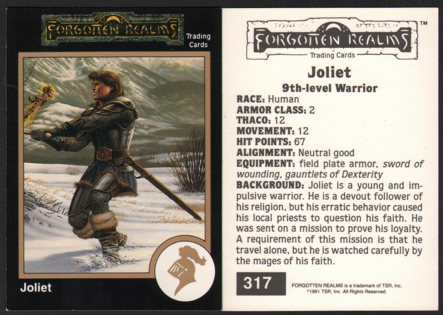 1991 TSR AD&D Gold Border RPG Fantasy Card 317 Forgotten Realms Larry Elmore Art