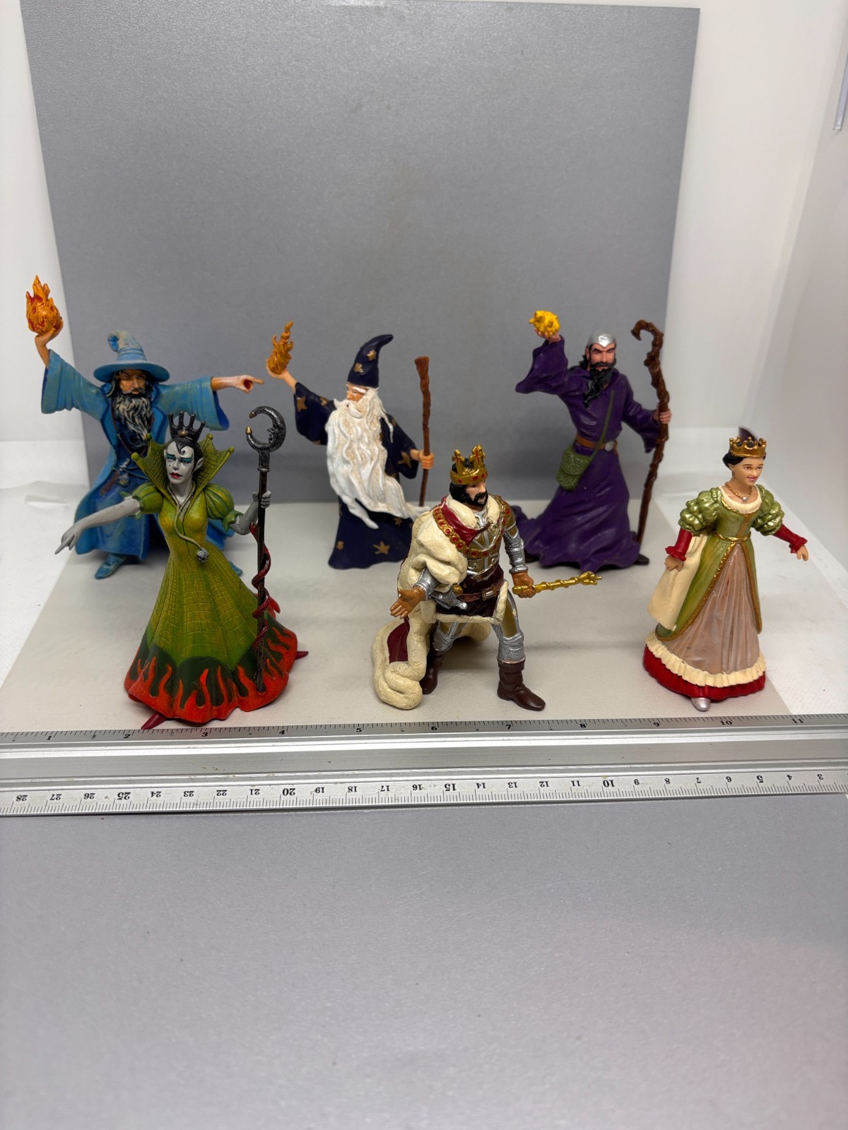 6 figure Papo Plastoy Safari Ltd. 3-Wizards, 1-Witch, 1-King, 1-Princess used