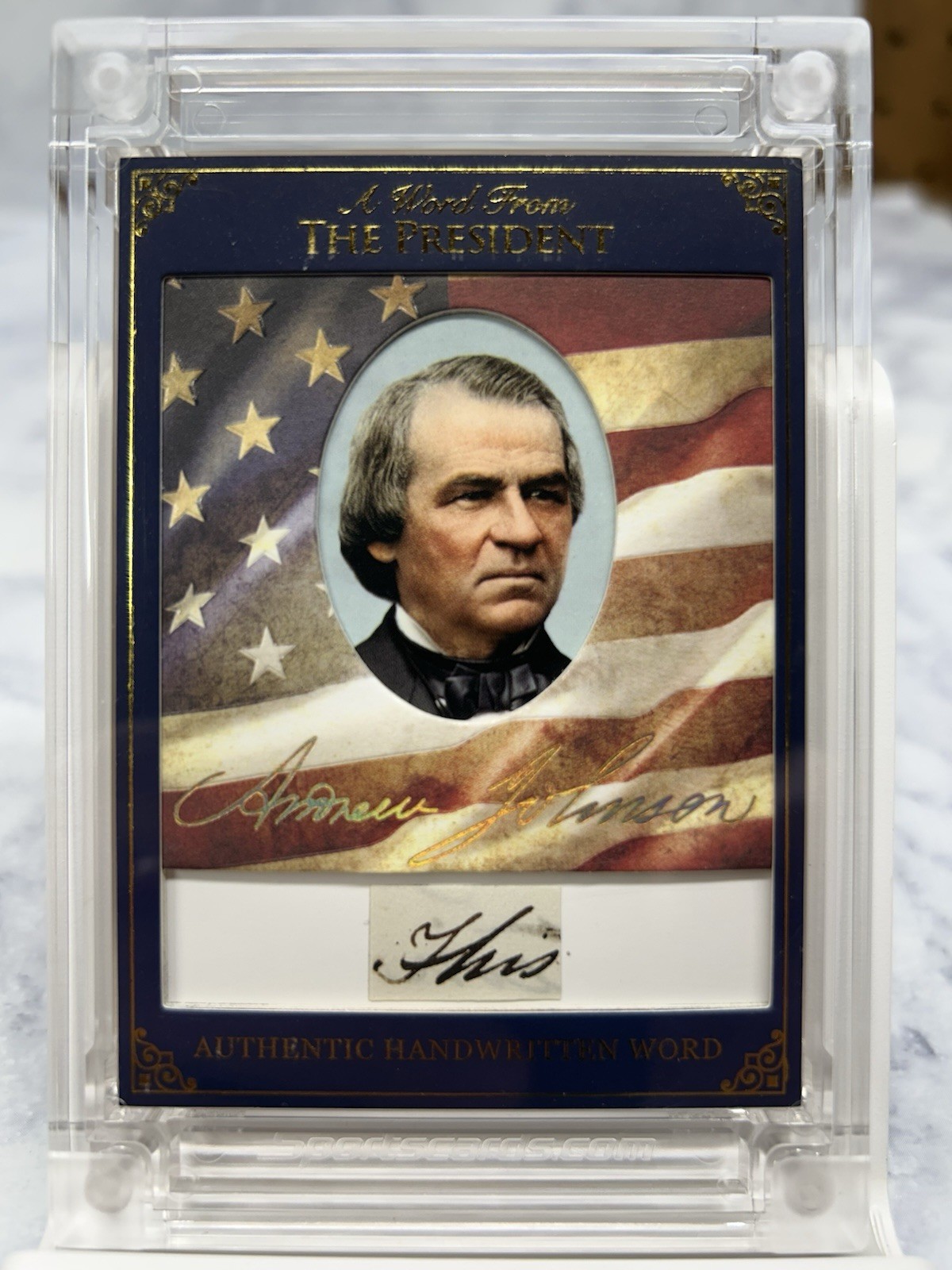 2025 Una parola dal POTUS Andrew Johnson autentica parola scritta a mano "QUESTO"
