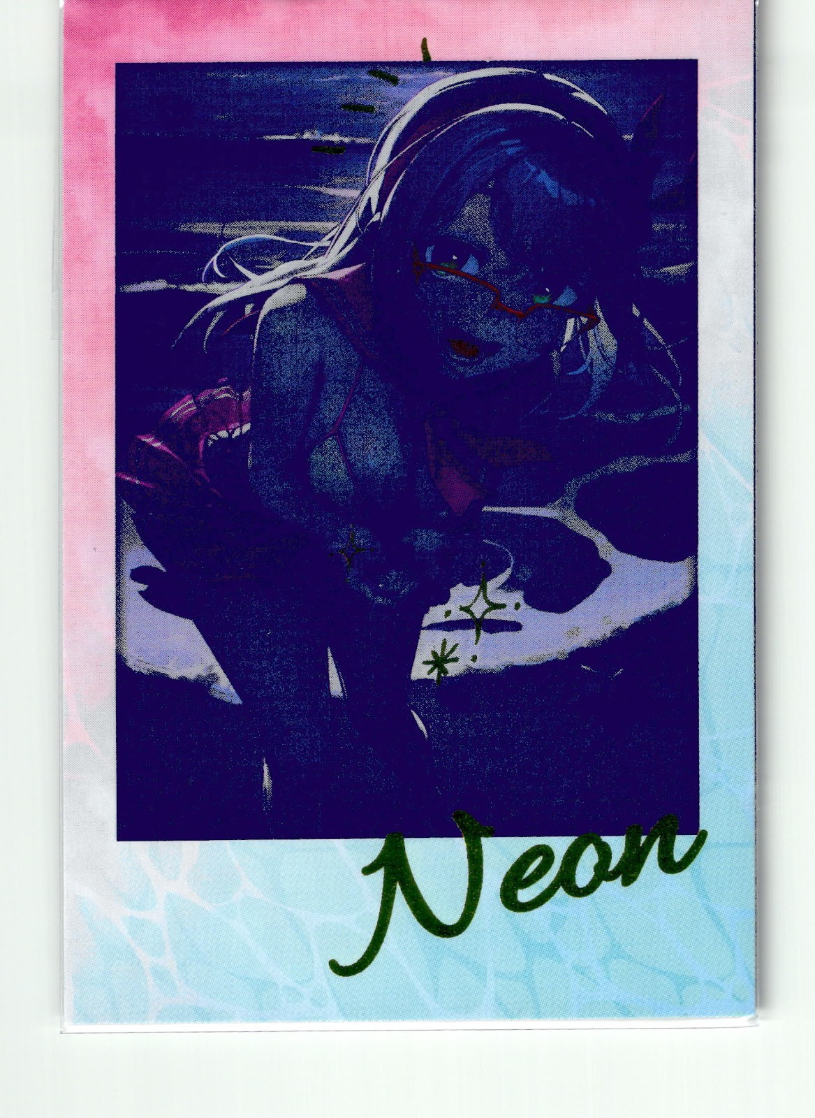 Carta fotografica Goddess Of Victory Neon giapponese da collezione stile Nikke Polaroid