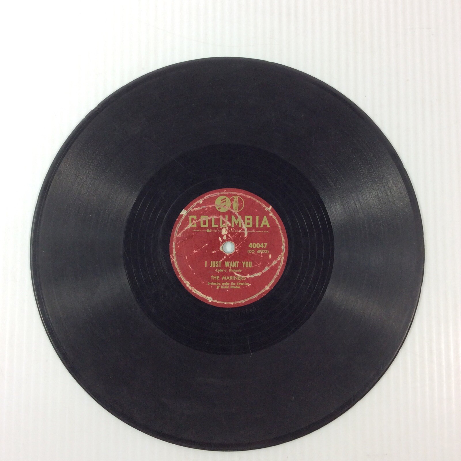 The Mariners 78 rpm Record I Just Want You Columbia