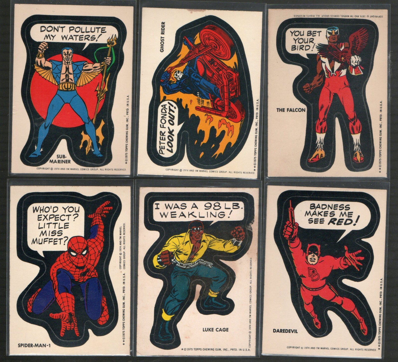 (33) Lotto di adesivi 1975 1° Topps Marvel Comic Heroes Spider-Man No Dupes
