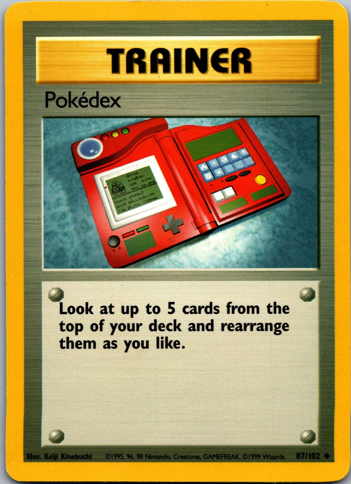 1999 Set Base Carta Pokémon Allenatore Pokédex Senza Ombre # 87/102