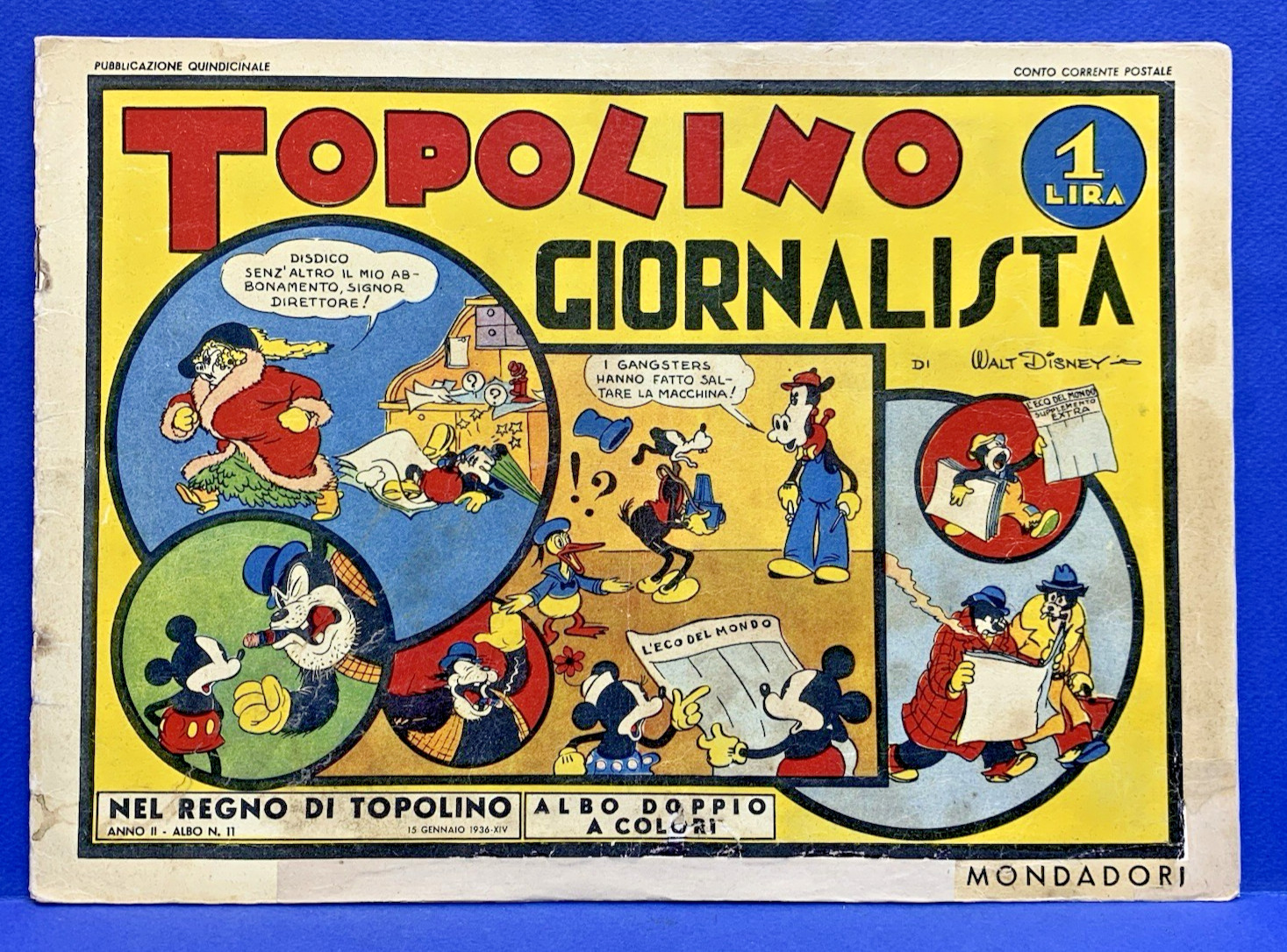 TOPOLINO GIORNALISTA Nel Regno di Topolino 11 DISNEY 1936 ORIGINALE !
