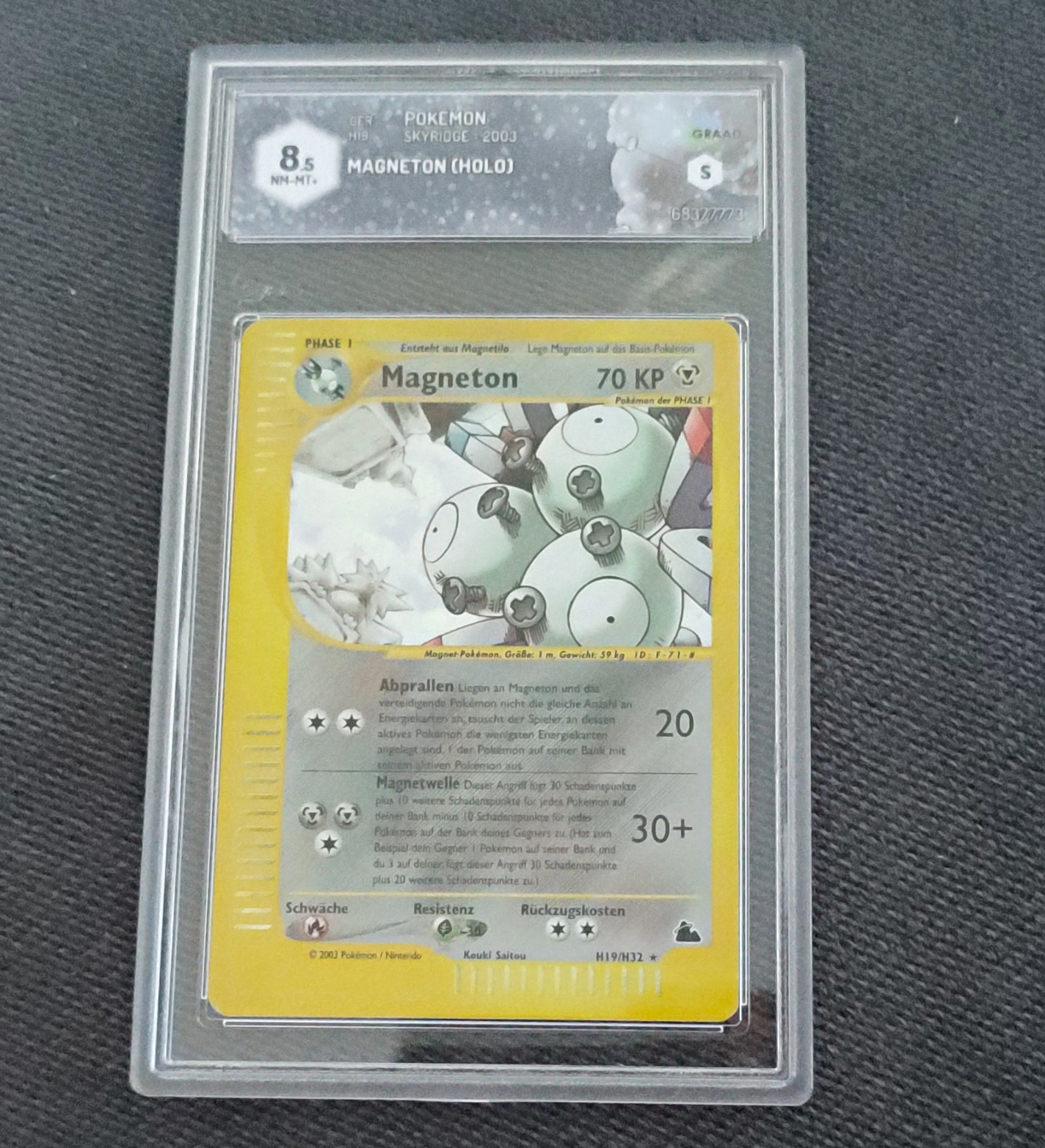 Magneton Holo dal set Skyridge (2003) IT, graduato da GRAAD 8.5 (NM-MT+)