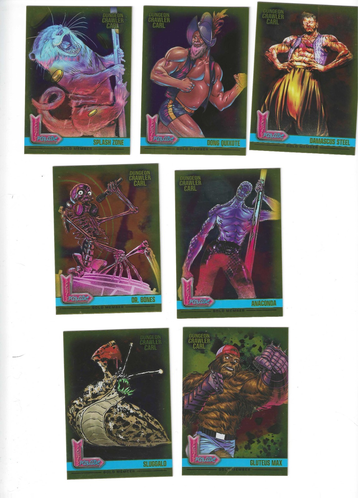 DUNGEON CRAWLER CARL Borant Trading Cards PARTIAL-1 SET Gold Member Penis Parade