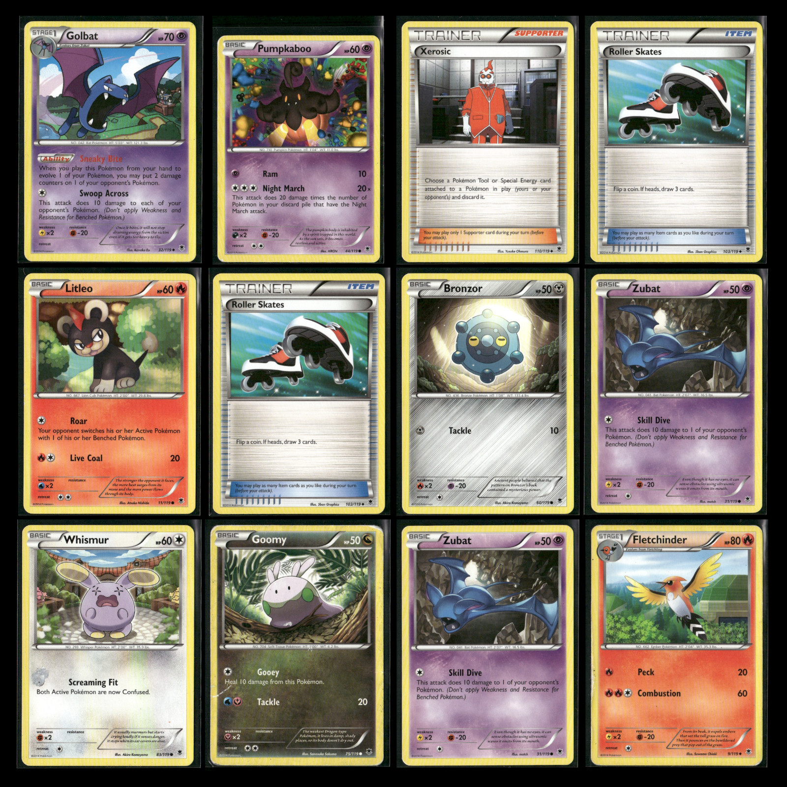 Pokemon XY Phantom Forces Lot (12) LP Non Holo TCG Golbat Pumpkaboo