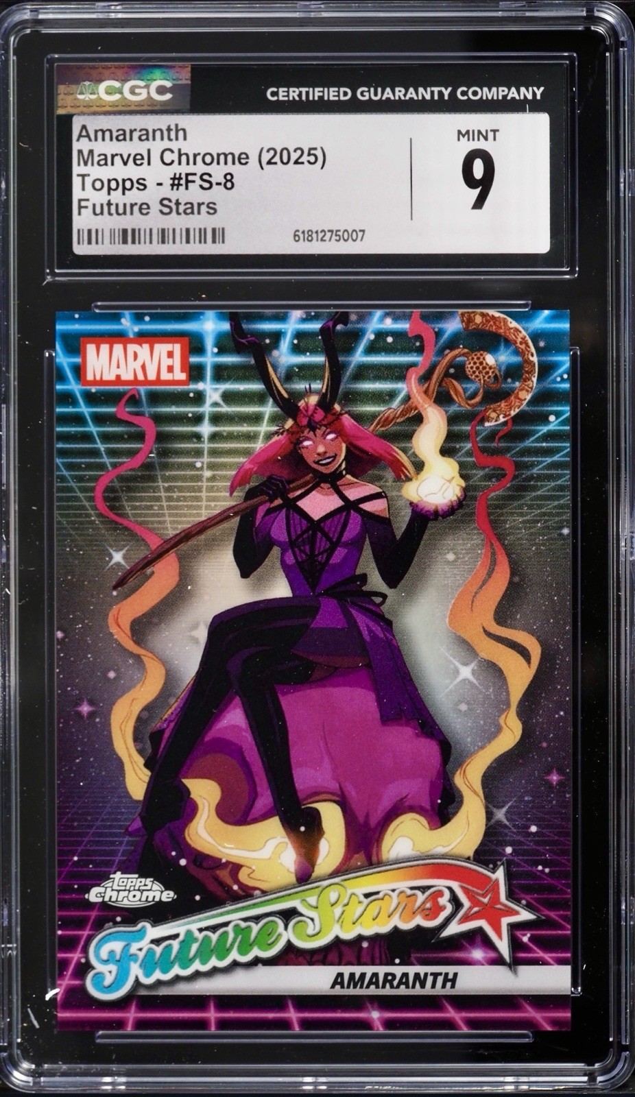 2025 Topps Chrome Marvel Future Stars Amaranto #FS-8 CGC 9 COME NUOVO