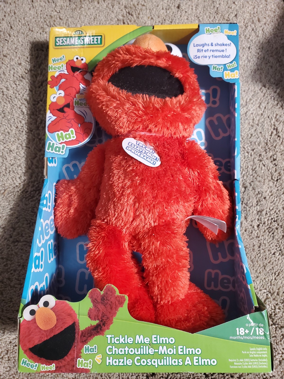 NEW 2024 Sesame 123 Street 14" Electronic Plush TICKLE ME ELMO Laughs And Shakes