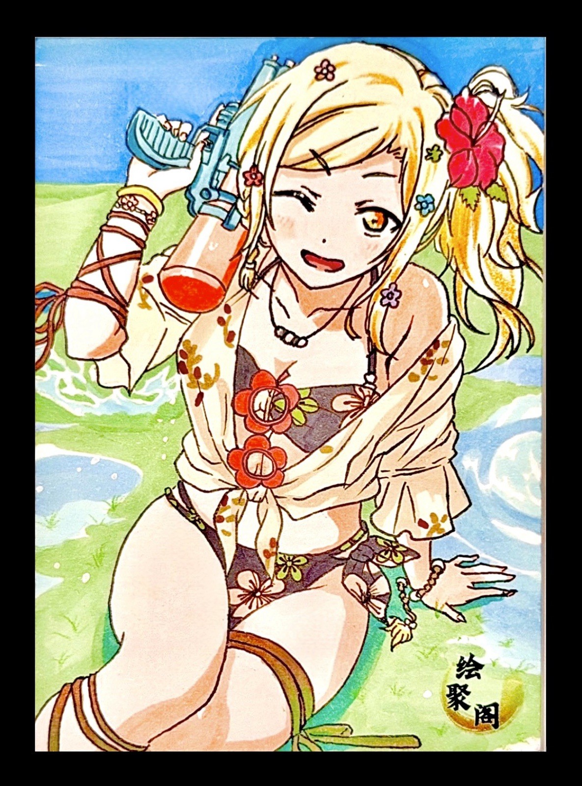 Love Live: Nijigasaki High 1/1 carta schizzo spessa firmata arte originale disegnata a mano