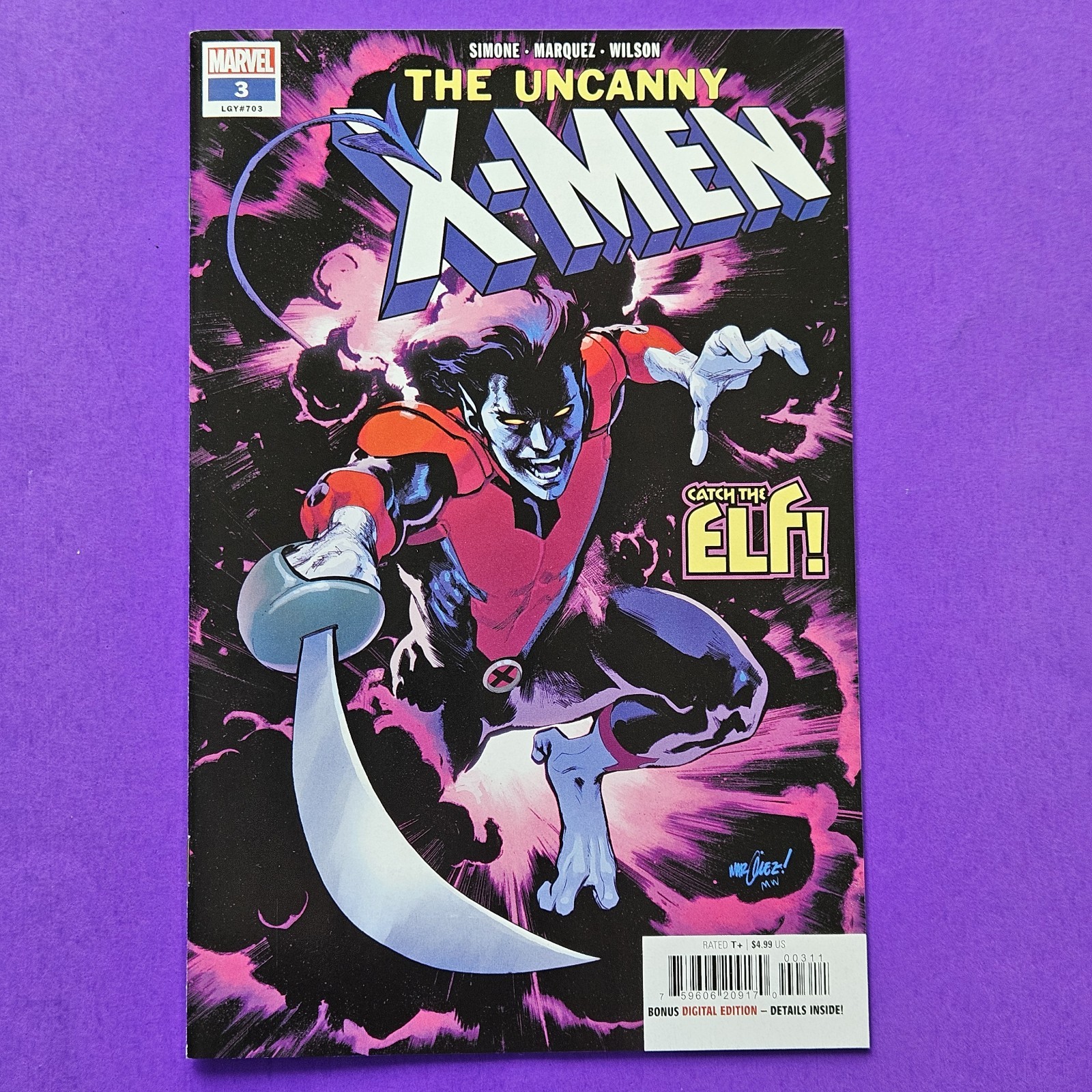 THE UNCANNY X-MEN #3 fumetto con borsa e tavola Marvel 2024 quasi nuovo 9,4 nuovo mai letto