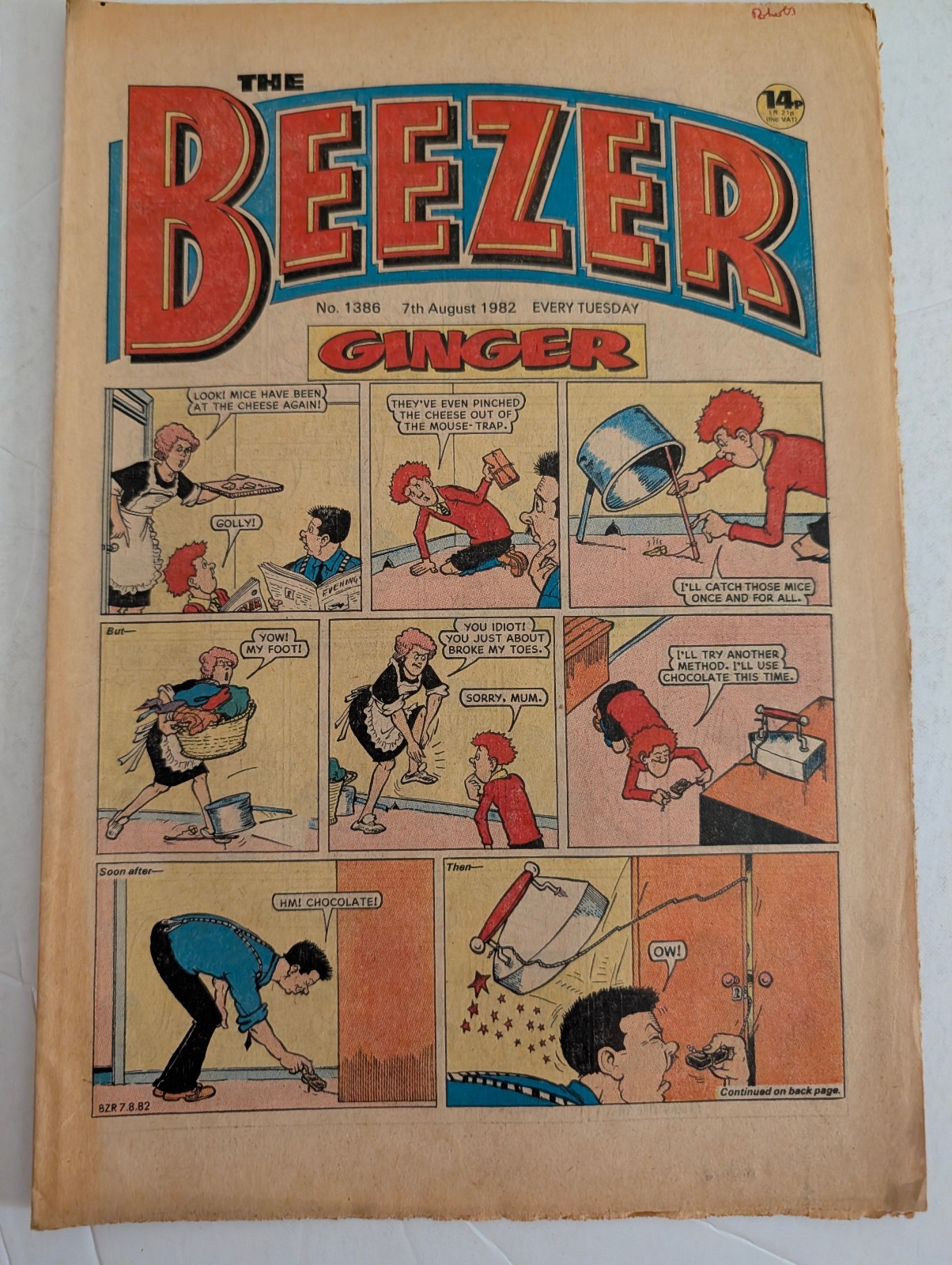 The Beezer Comic No 1386, August 7th 1982.