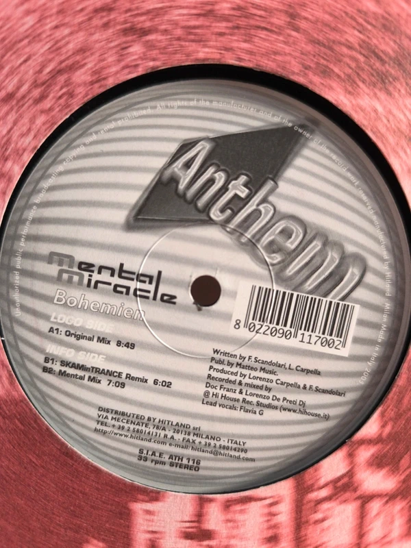 Vinilo Mental Miracle – Bohemien (Hard Trance)
