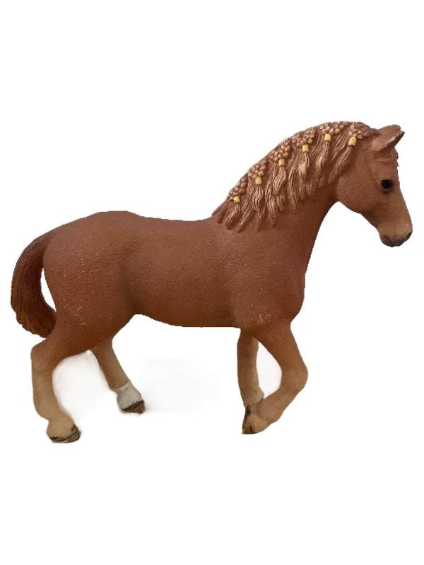 Schleich cavallo stallone marrone con trecce criniera intrecciata personaggio gioco