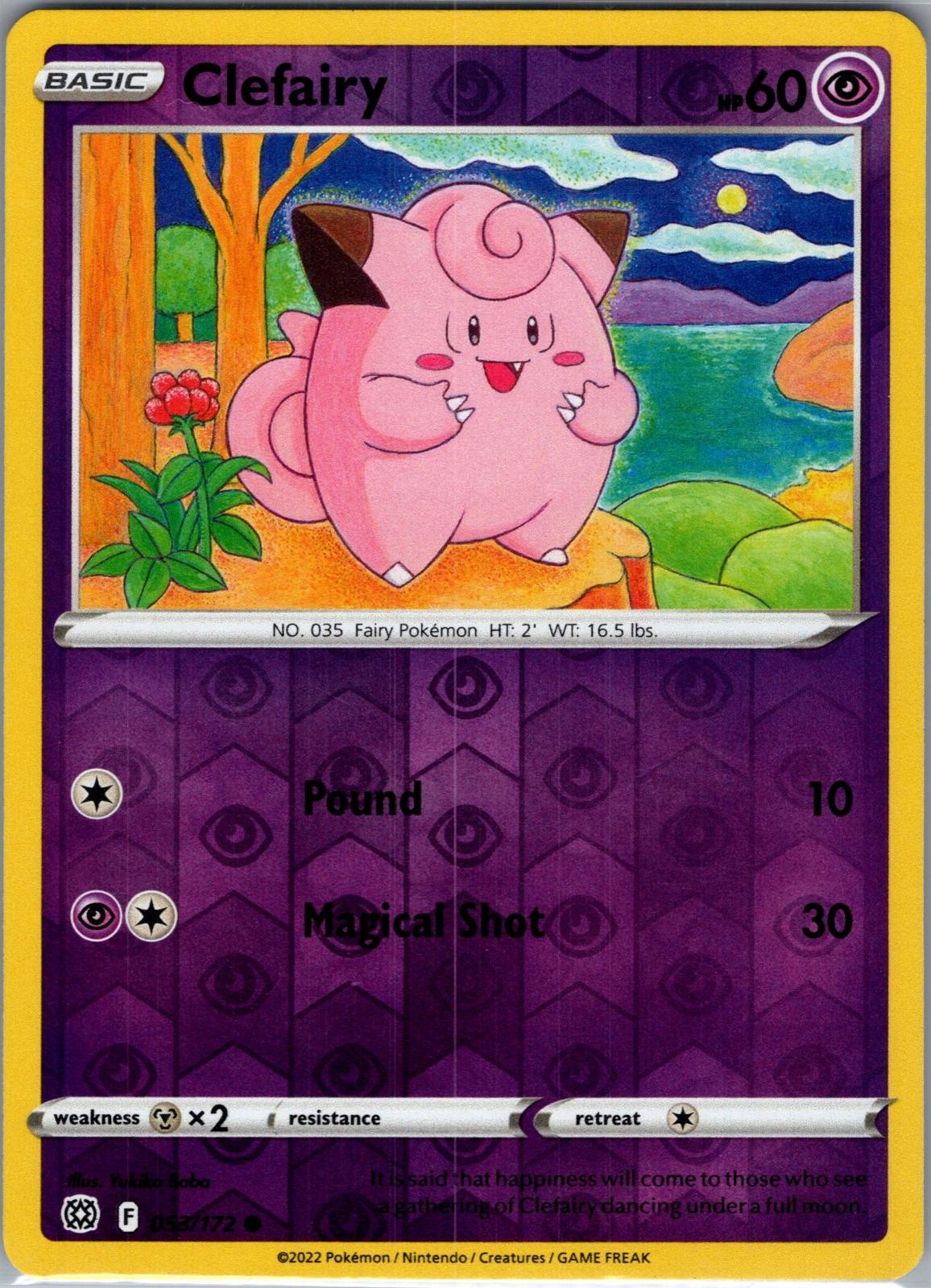 Clefairy 053/172 Stelle Brillanti Comuni Pokemon Reverse Holo NM Yukiko Baba