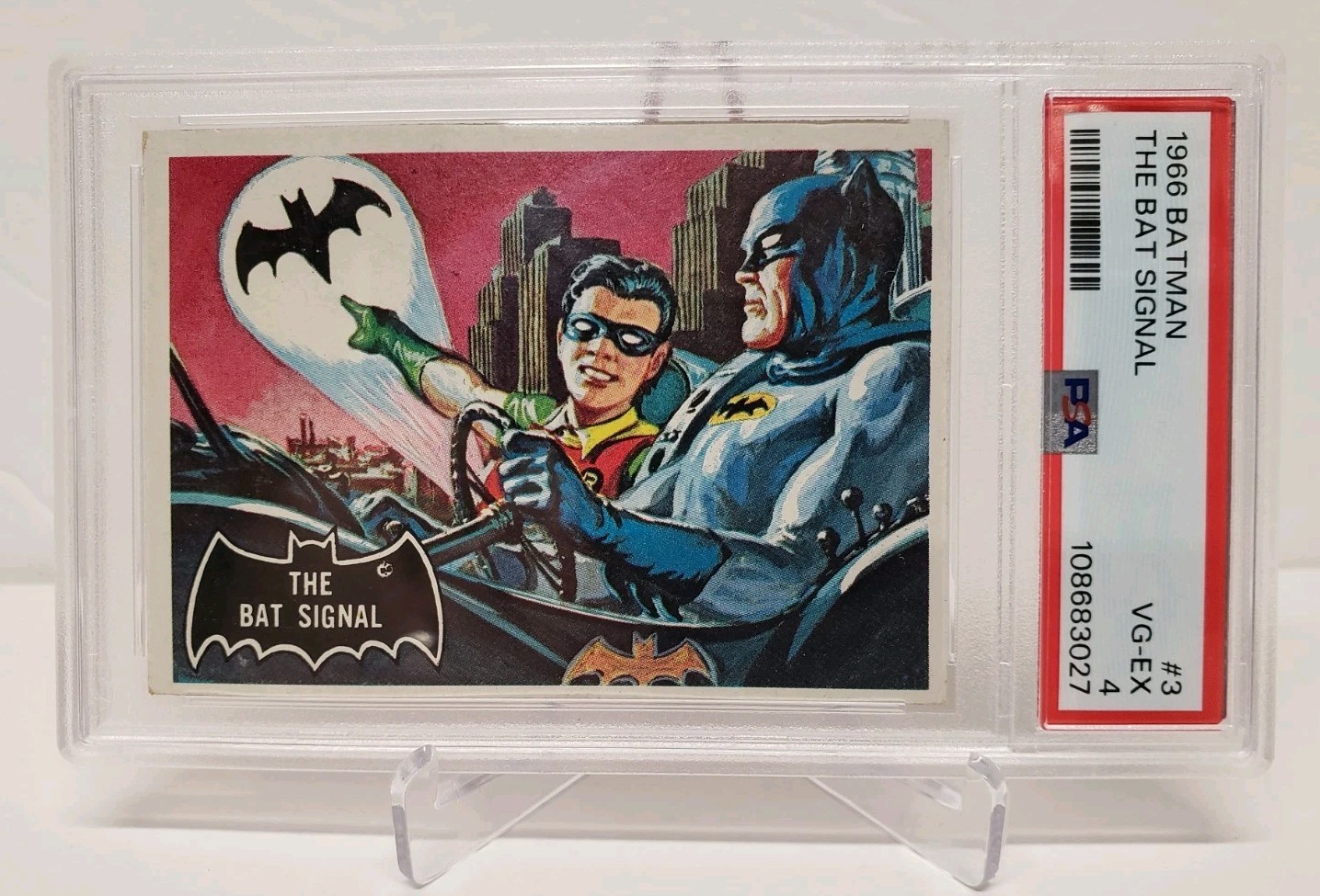 1966 Topps Batman #3 "Il segnale dei pipistrelli" pipistrello nero PSA 4