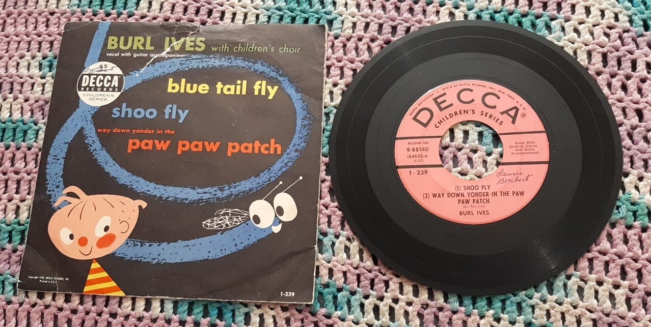 Burl Ives Children's Choir 45 Blue Tail Fly / Shoo Fly / Way Down Yonder vg w PS
