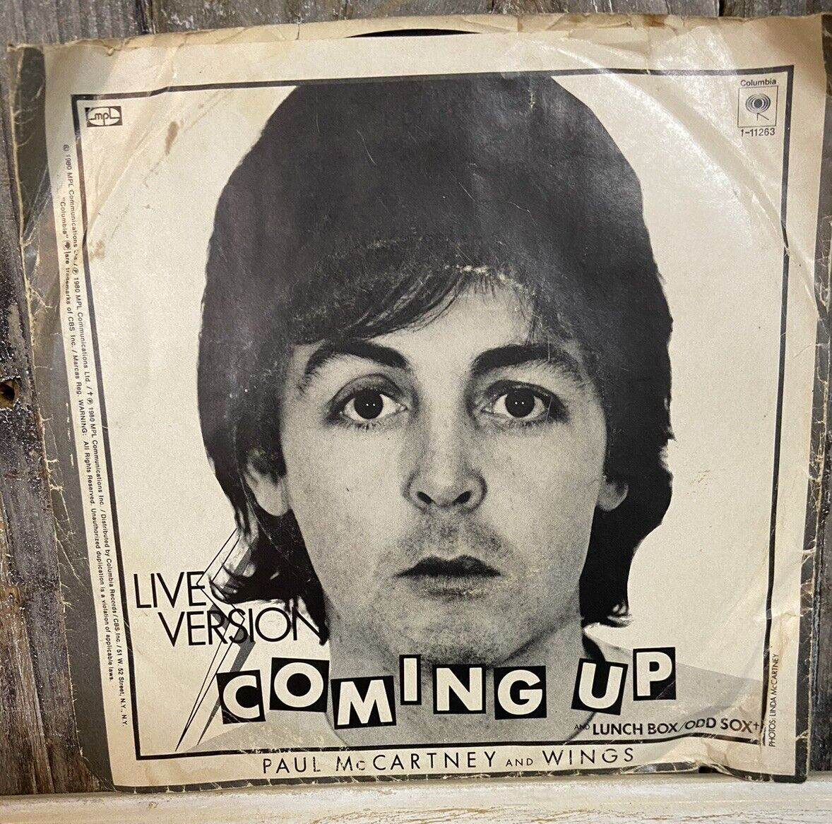 Paul McCartney  Coming Up  1980 Columbia Records 45rpm And Lunch Box Odd Sox