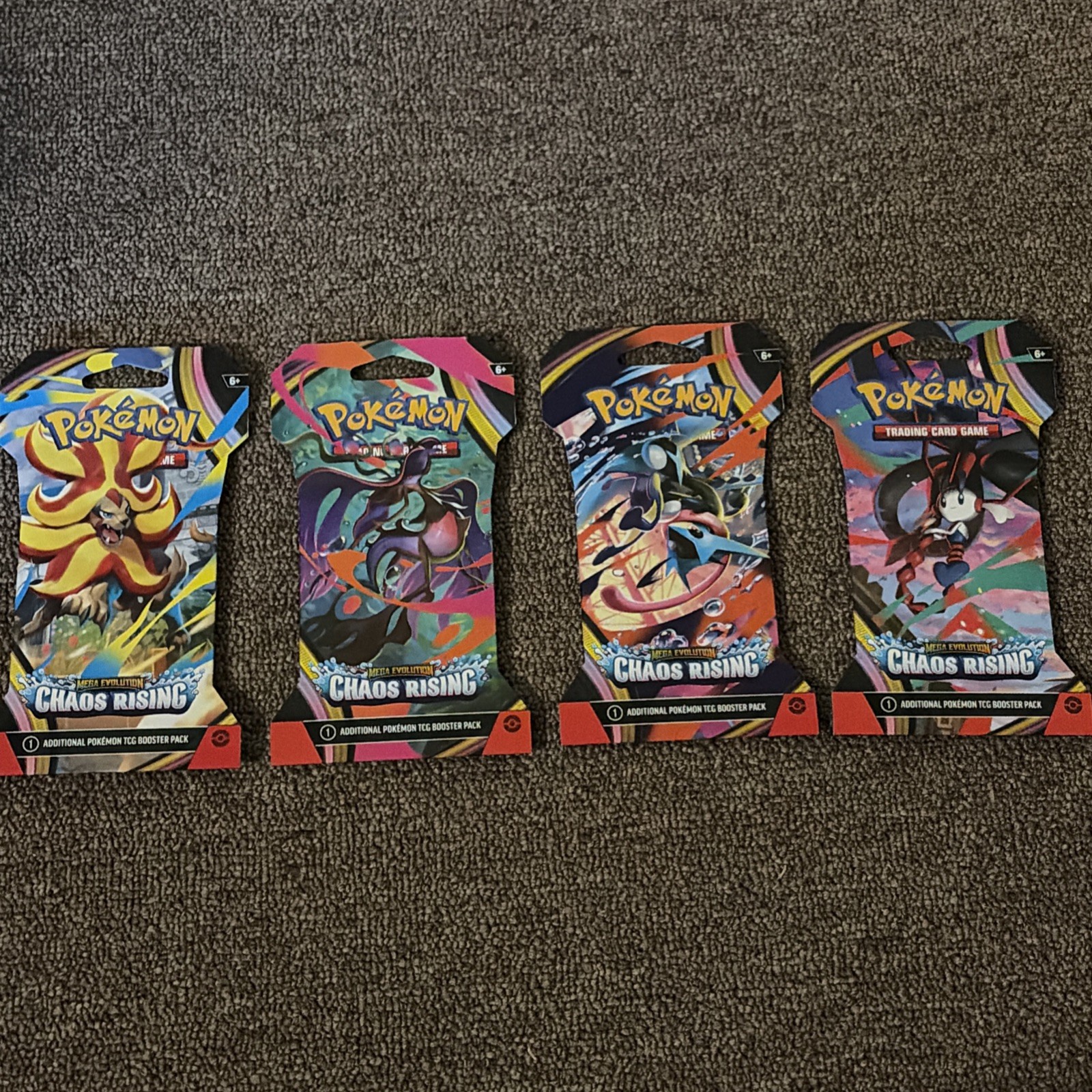 ⭐️ Pokemon Chaos Rising Sleeved Booster Pack Art Set of 4 Art Set Sealed New ⭐️ 