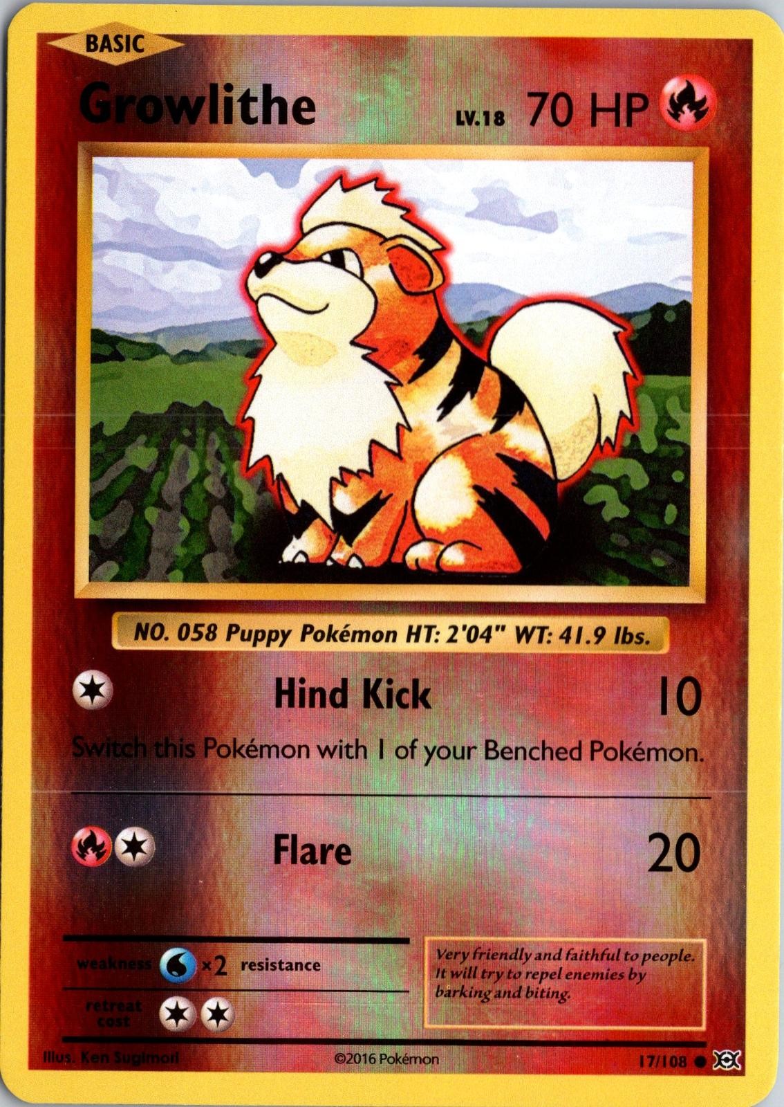 Growlithe 17/108 Common Evolutions Pokemon Reverse Holo NM-LP