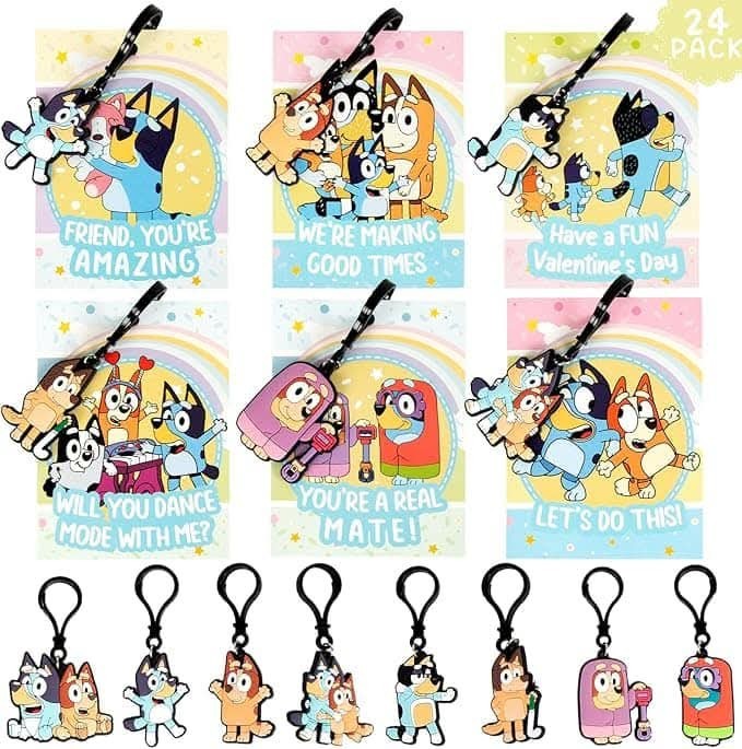 Bluey & Bingo Keychains 24 Pack