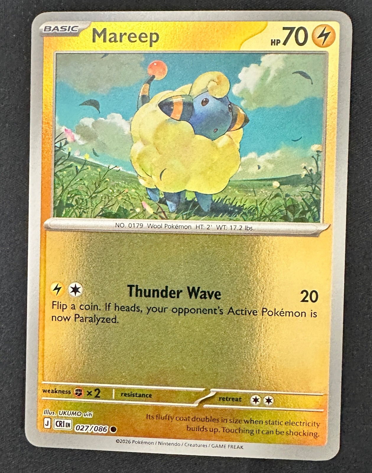 Pokemon - MAREEP - Reverse Holo CRI - 027/086 Near Mint