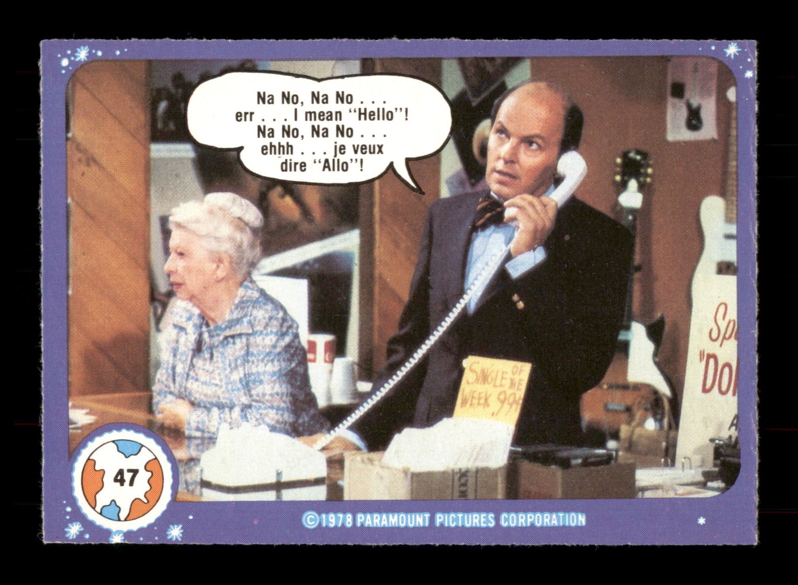 "Na no, na no.. Errore... Voglio dire ciao 47 Mork & Mindy Topps 1978 Trading Card TCG