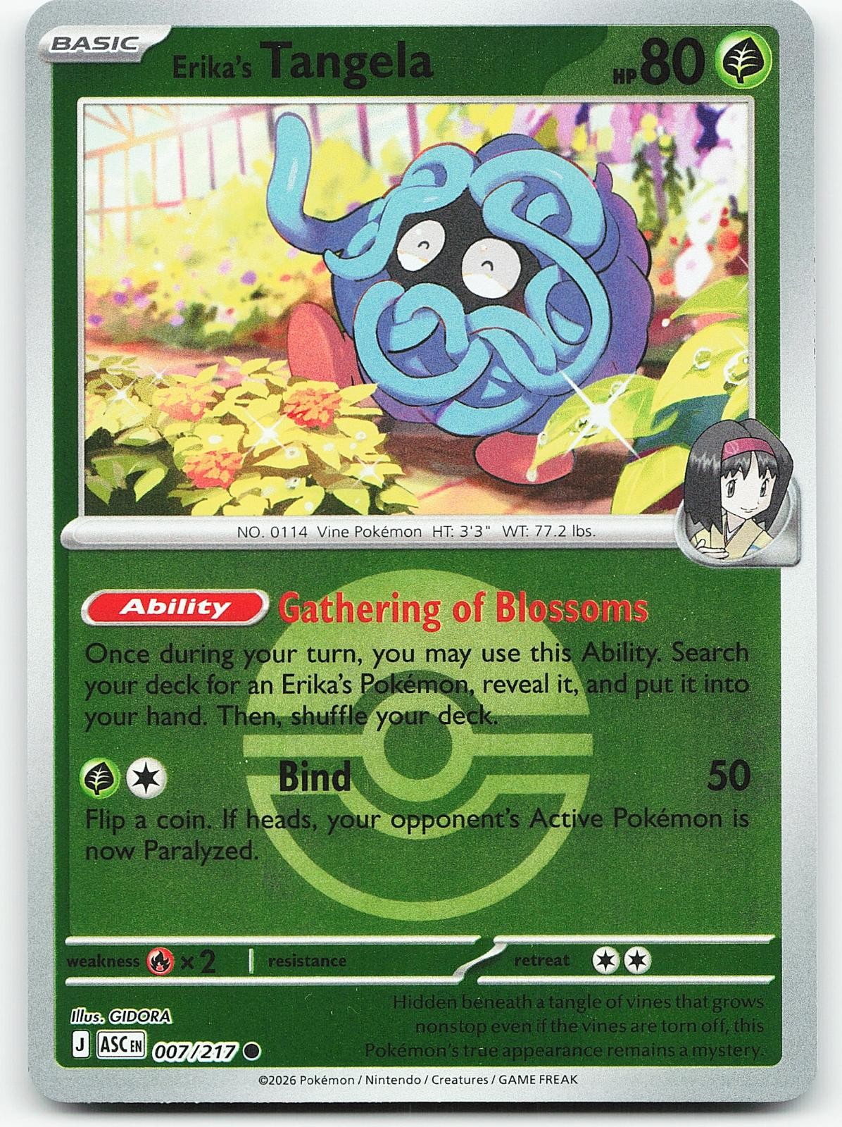 Pokemon Erika's Tangela (Poke Ball) 007/217 Eroi Ascesi Reverse Holo quasi nuovo