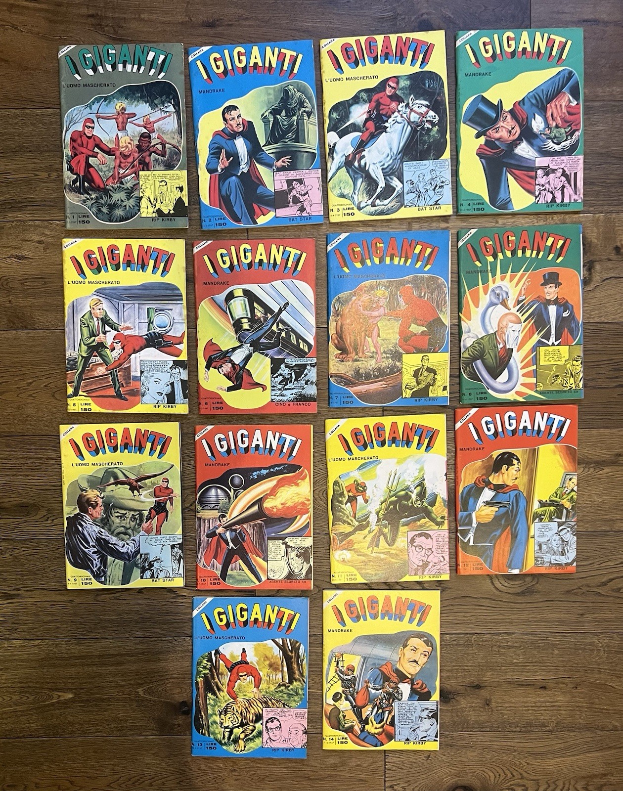 I GIGANTI 1967 serie completa 1/14 Mandrake Uomo Mascherato Fratelli Spada