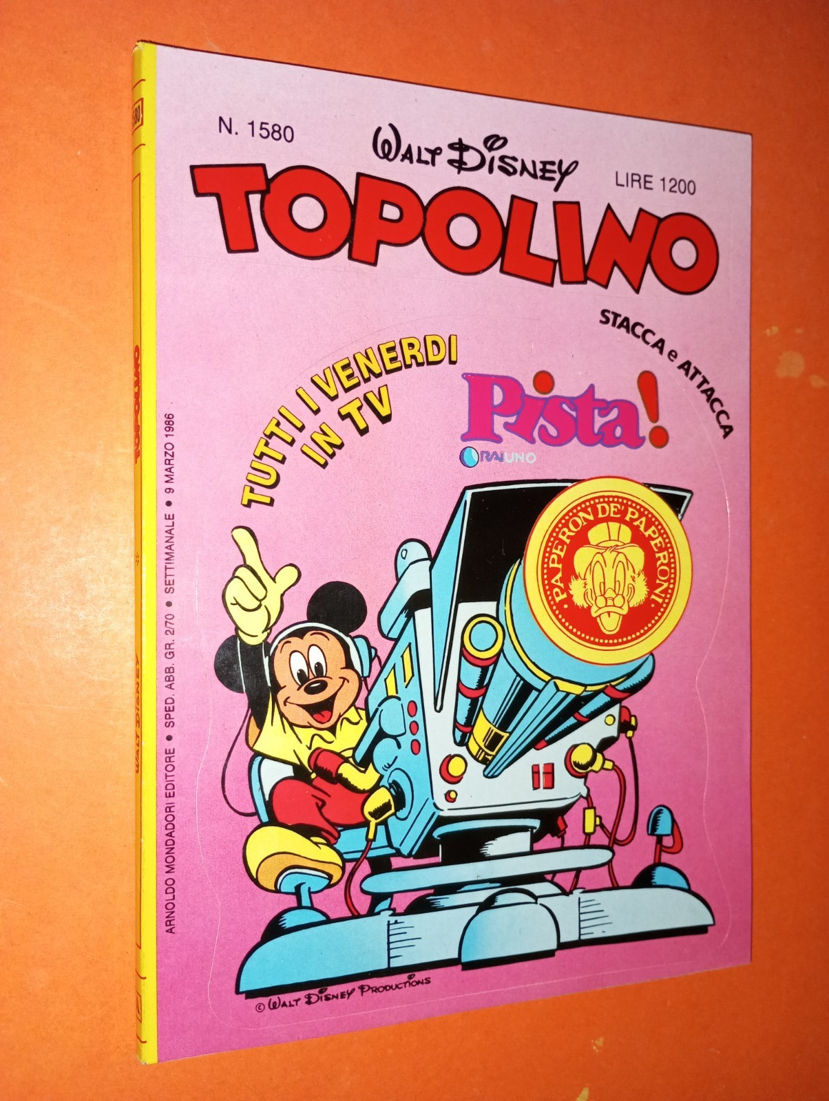 TOPOLINO N. 1580 copertina adesiva