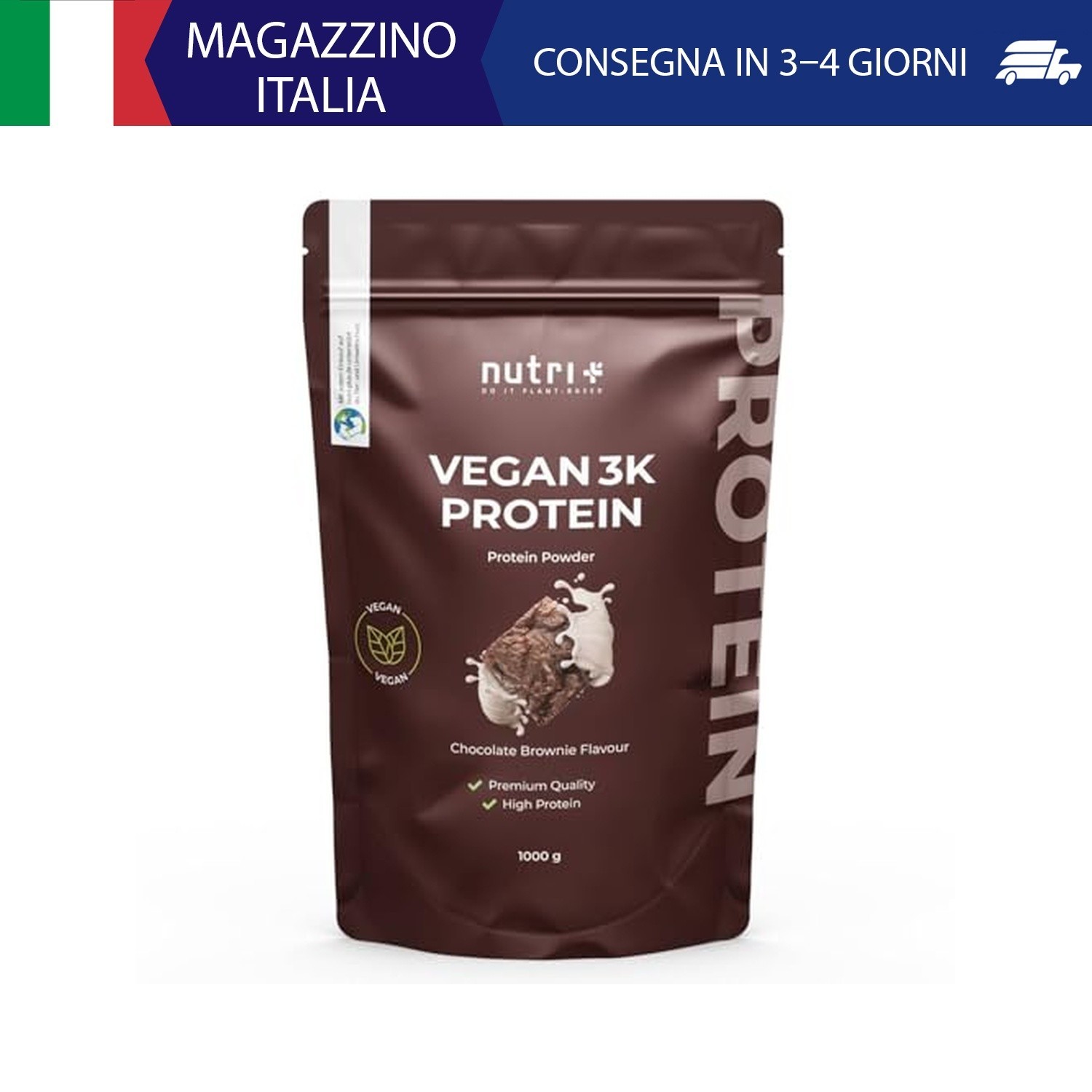 nutri+ Proteina in Polvere 3k vegan Brownie al Cioccolato Proteine - Protein Pow