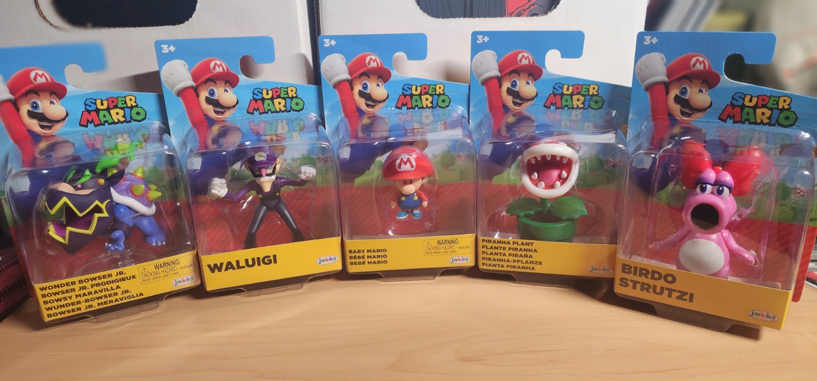 Jakks Mario Bros. 2.5in wv 61 Bby Mario, Waluigi, Wndr Bowser Jr, Birdo, Plant