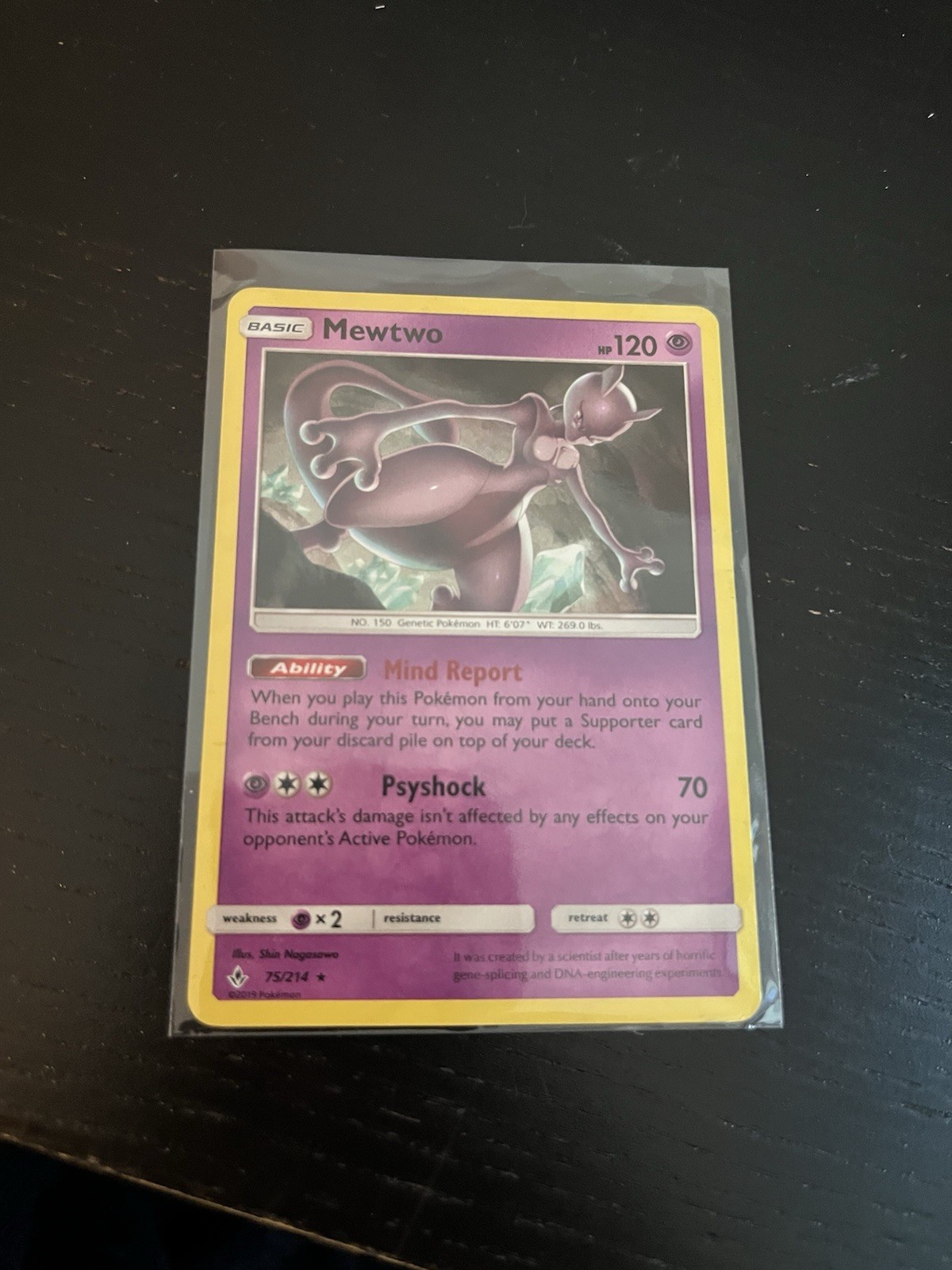 Pokémon TCG Mewtwo Unbroken Bonds 75/214 Holo Exclusive Cracked Ice Holo MP