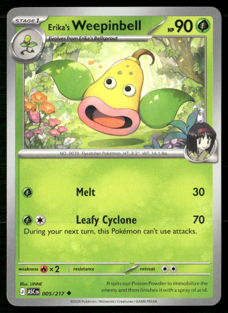 Erika's Weepinbell 005/217 Uncommon Ascended Heroes Pokemon Near Mint