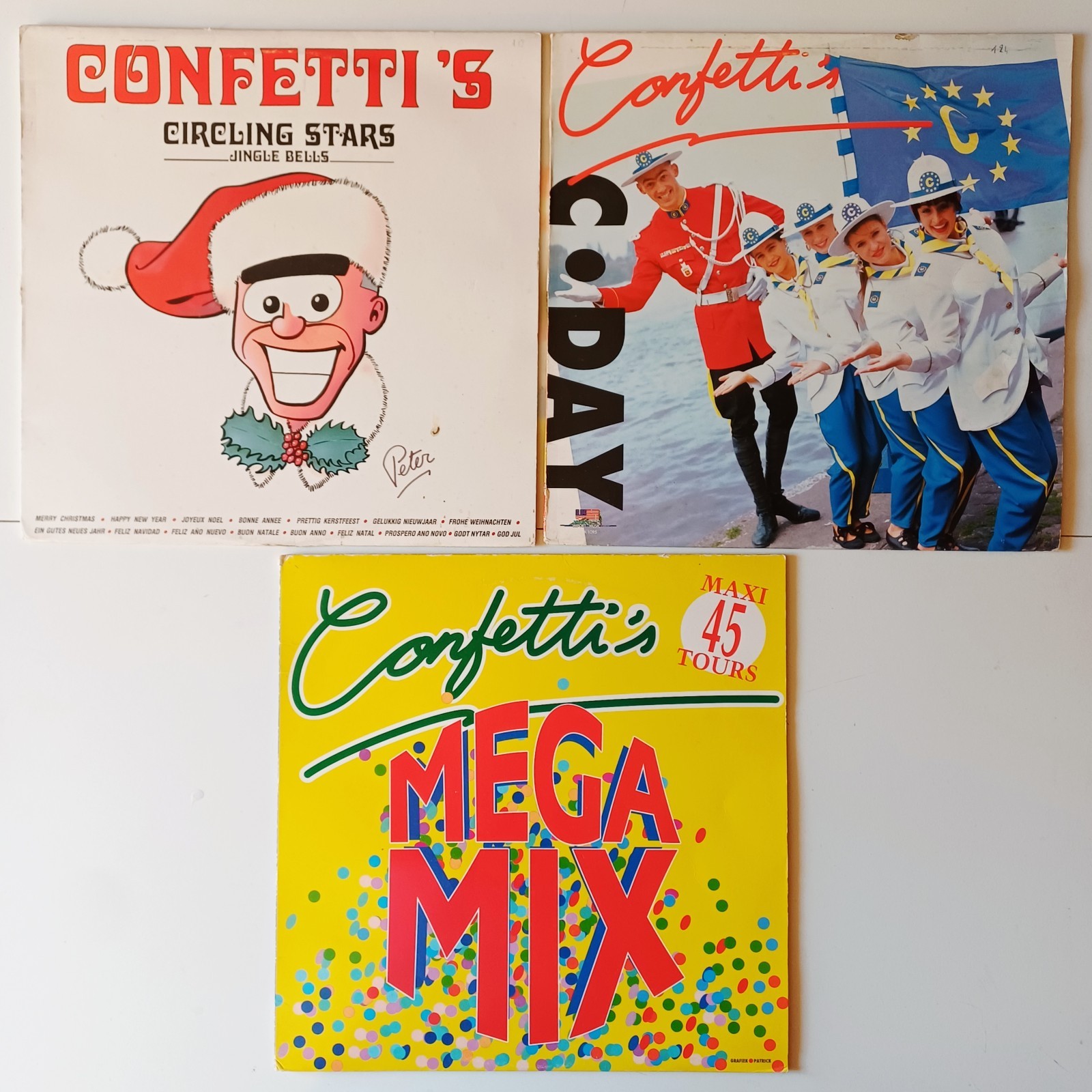 Confetti's "Circling Stars/Megamix/C.Day", Lot De 3 Vinyl MAXI 45t New Beat