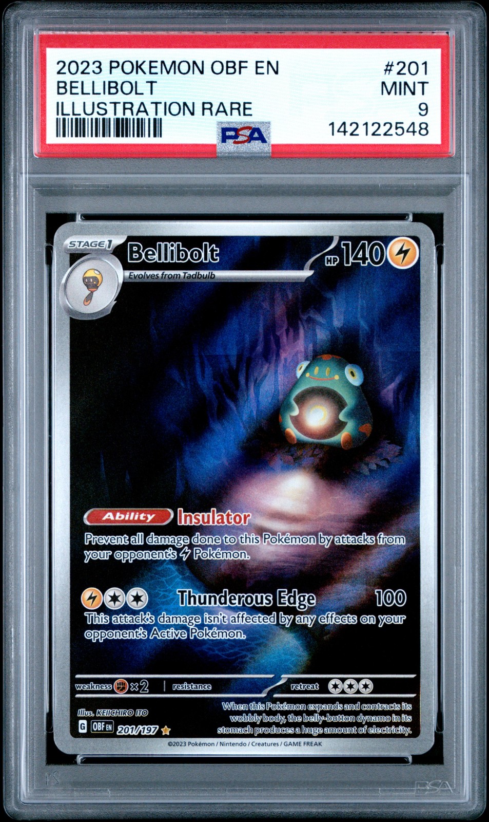 Bellibolt 201/197 Illustrazione Rara Obf En-Obsidian Fiamme Pokemon PSA 9 Come Nuova