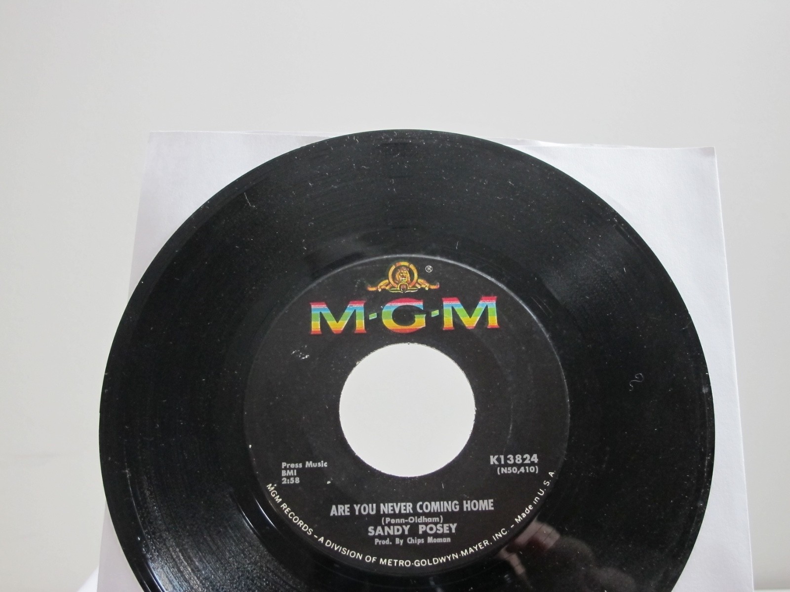 45 RECORD - SANDY POSEY -  ARE YOU NEVER COMING HOME