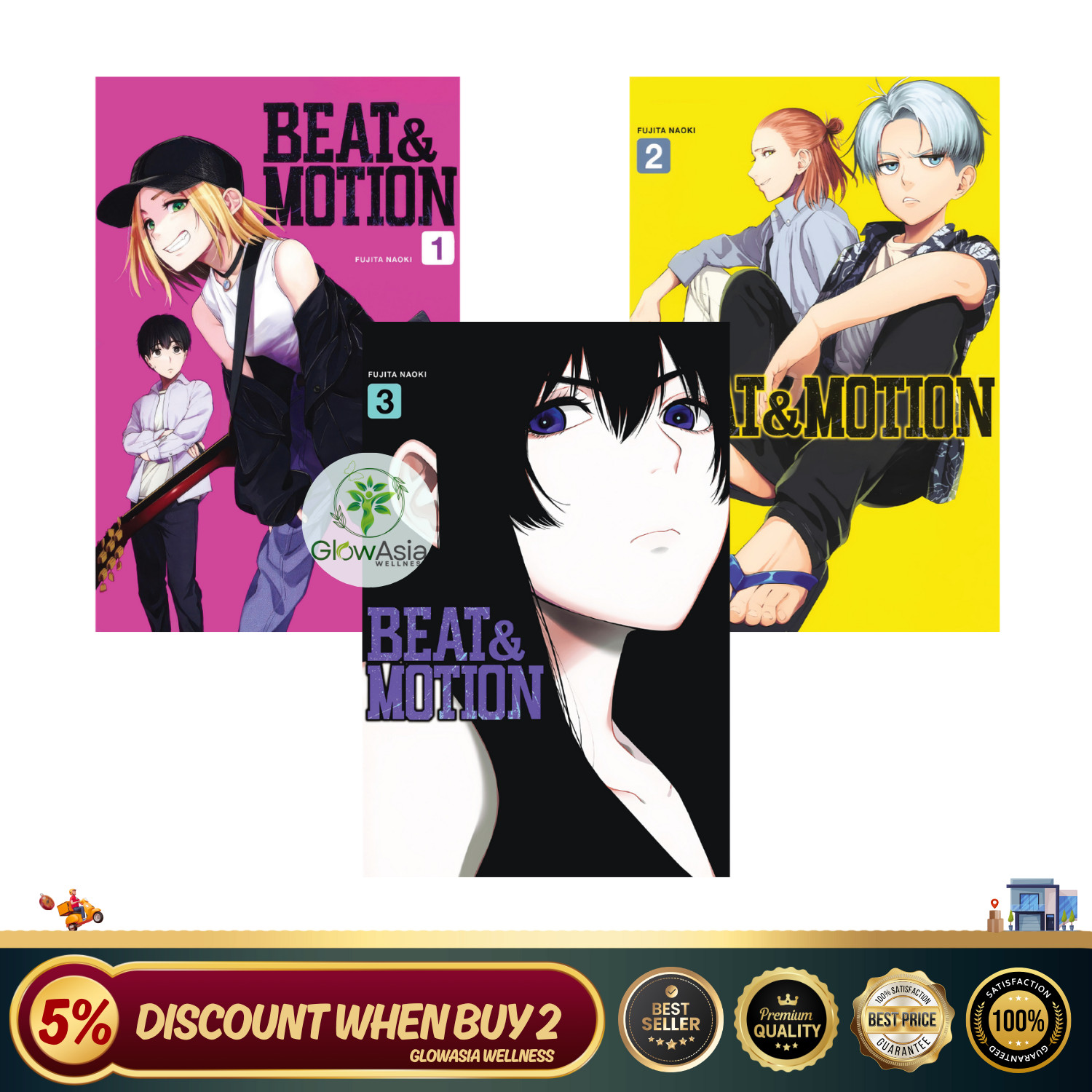 Beat & Motion Manga Inglese (Vol.1-3) KL Set Completo Fumetto Spedizione In Tutto Il Mondo