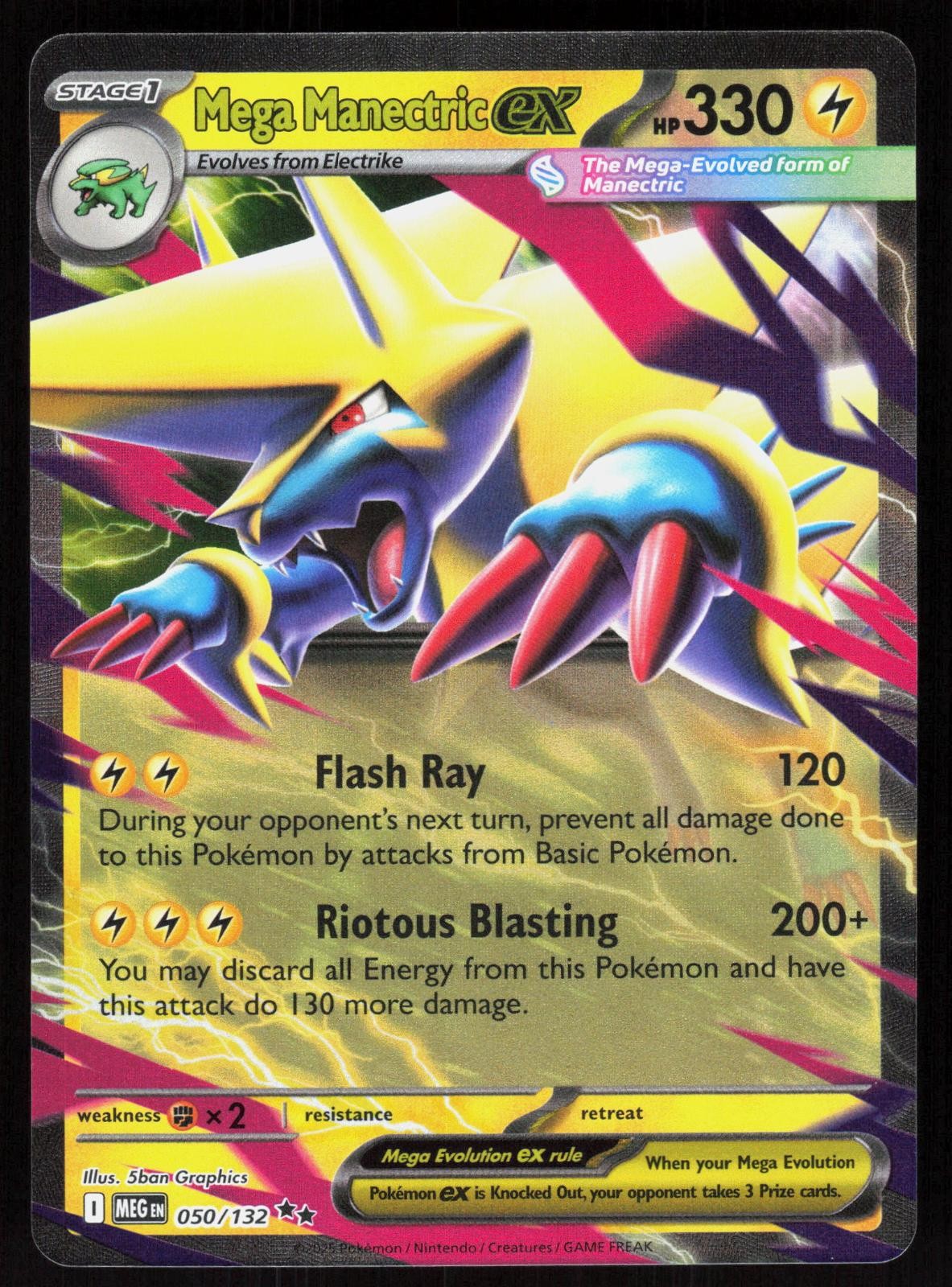 Mega Evoluzione Mega Manectric ex 050/132 Doppio Raro Pokemon Holo NM/M