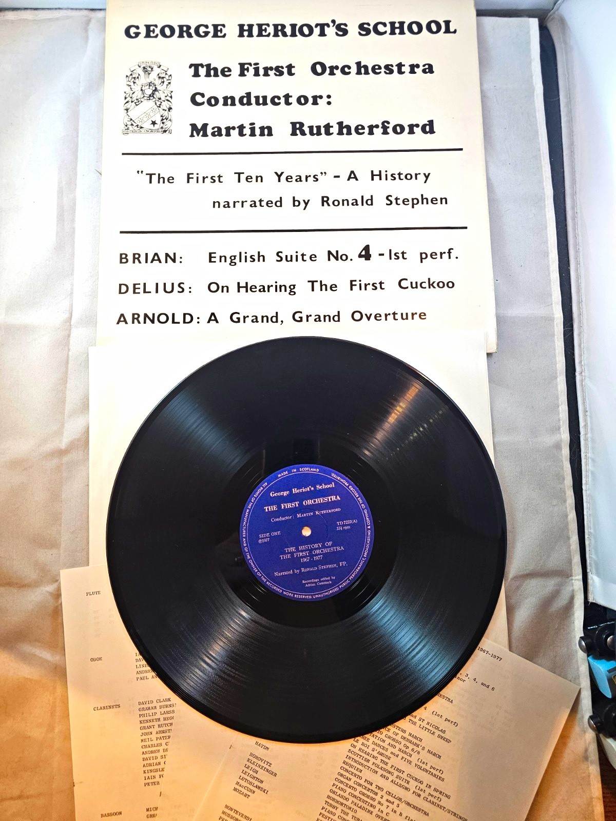 GEORGE HERIOT'S SCHOOL The First Orchestra LP Havergal Brian World Premier